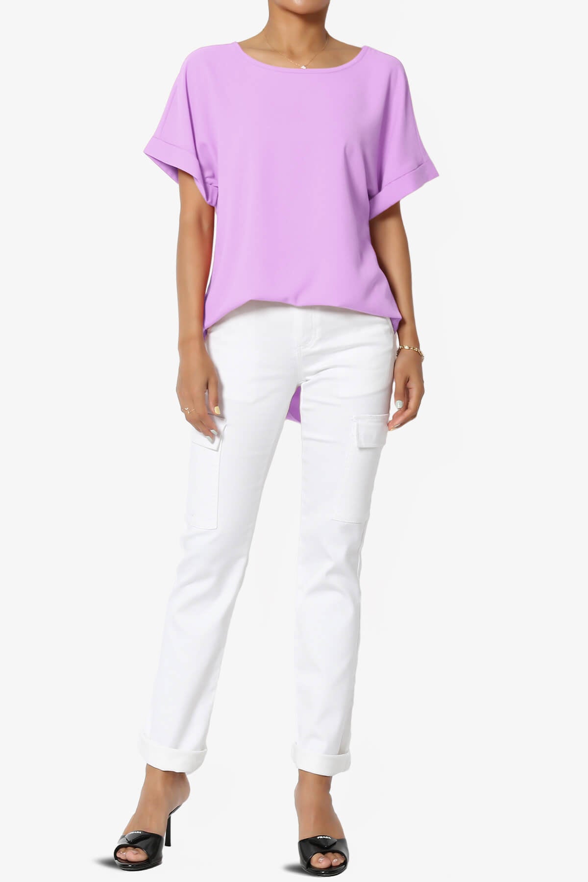 Marla Lightweight Woven Dolman Top BRIGHT LAVENDER_6