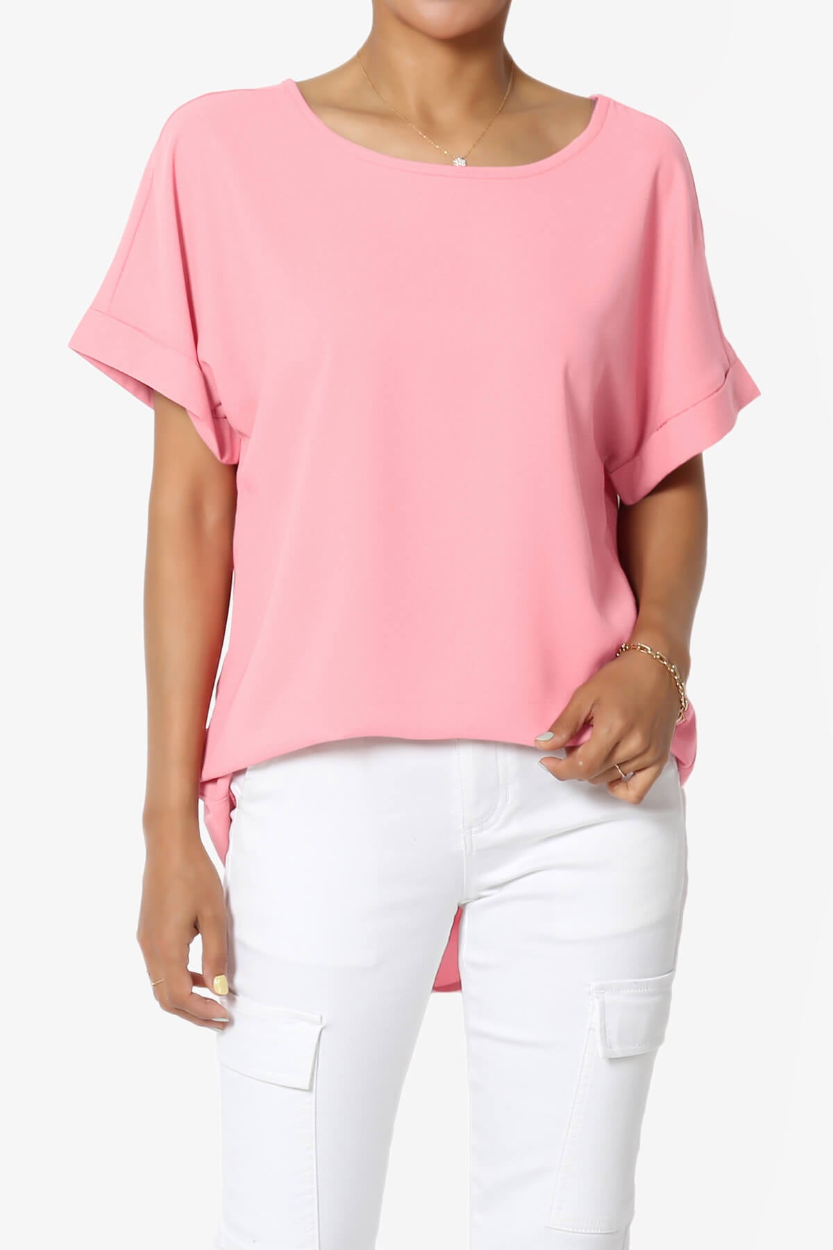 Marla Lightweight Woven Dolman Top DARK PINK_1