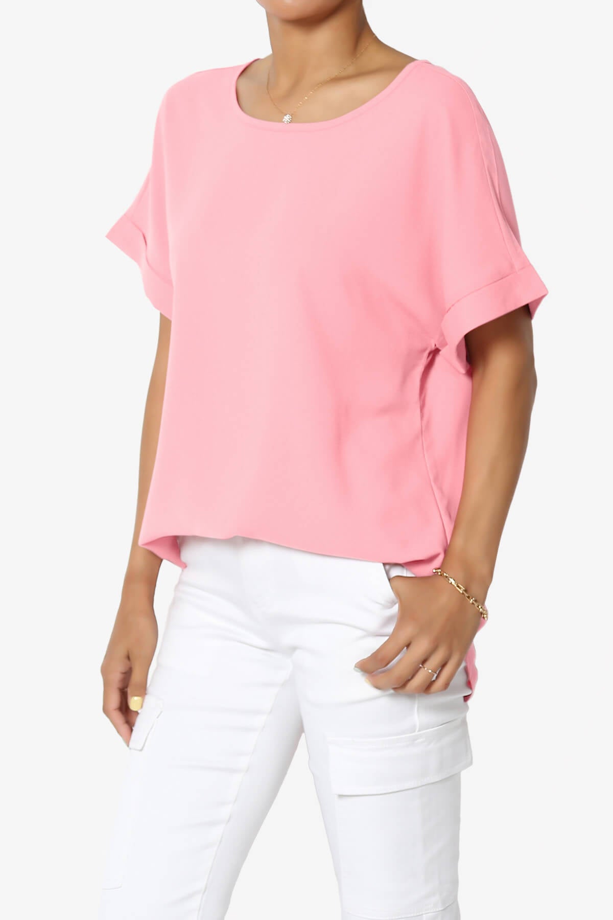 Marla Lightweight Woven Dolman Top DARK PINK_3