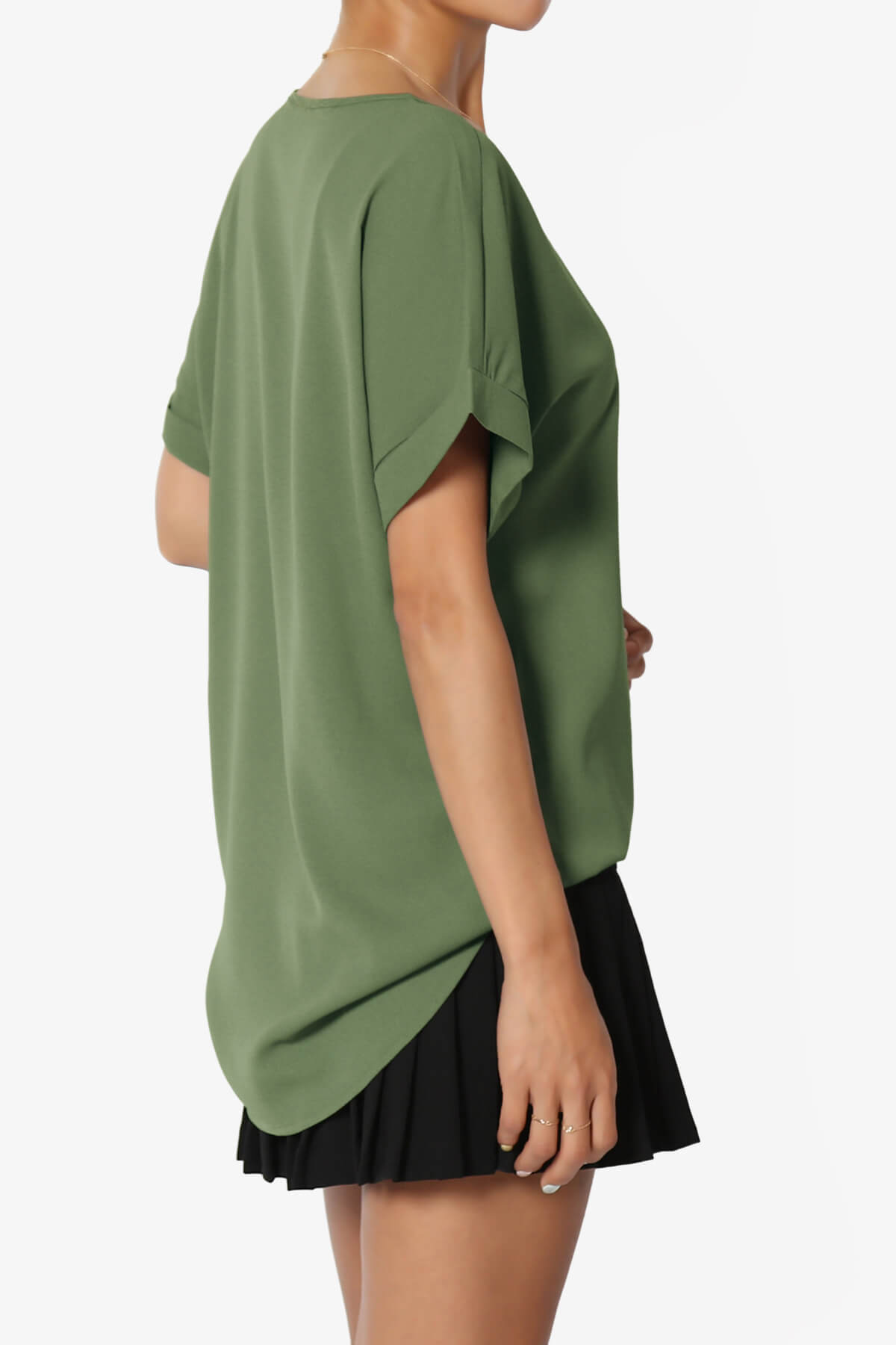 Marla Lightweight Woven Dolman Top DUSTY OLIVE_4