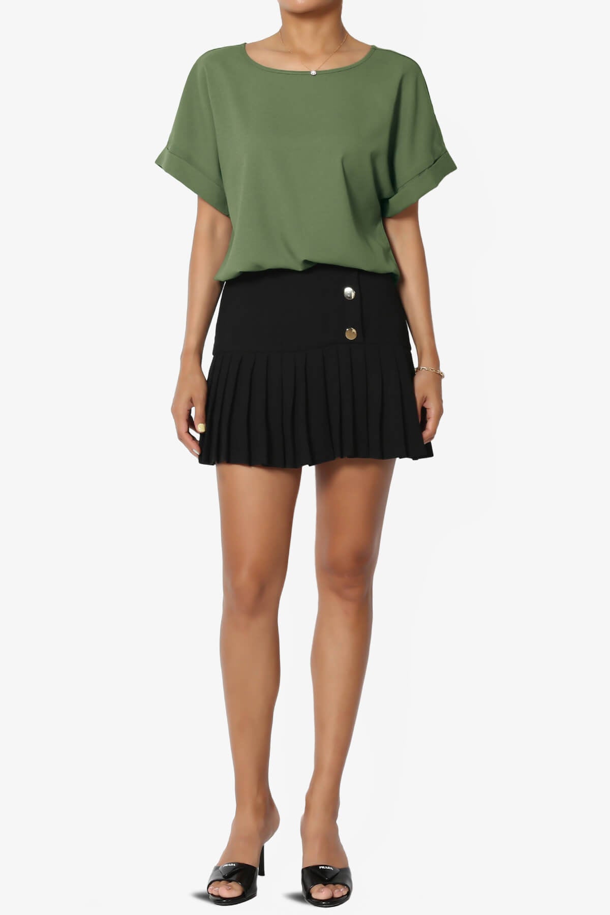 Marla Lightweight Woven Dolman Top DUSTY OLIVE_6