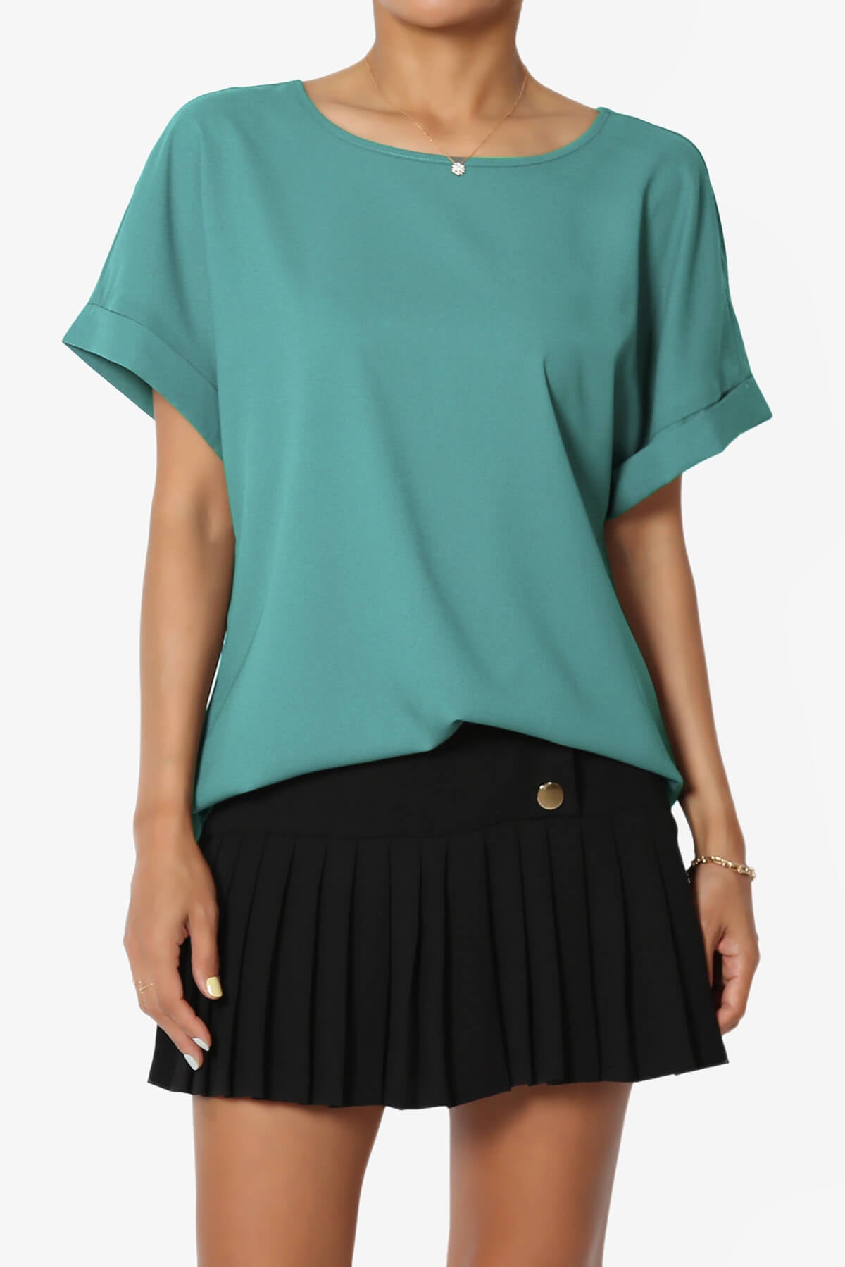 Marla Lightweight Woven Dolman Top DUSTY TEAL_1