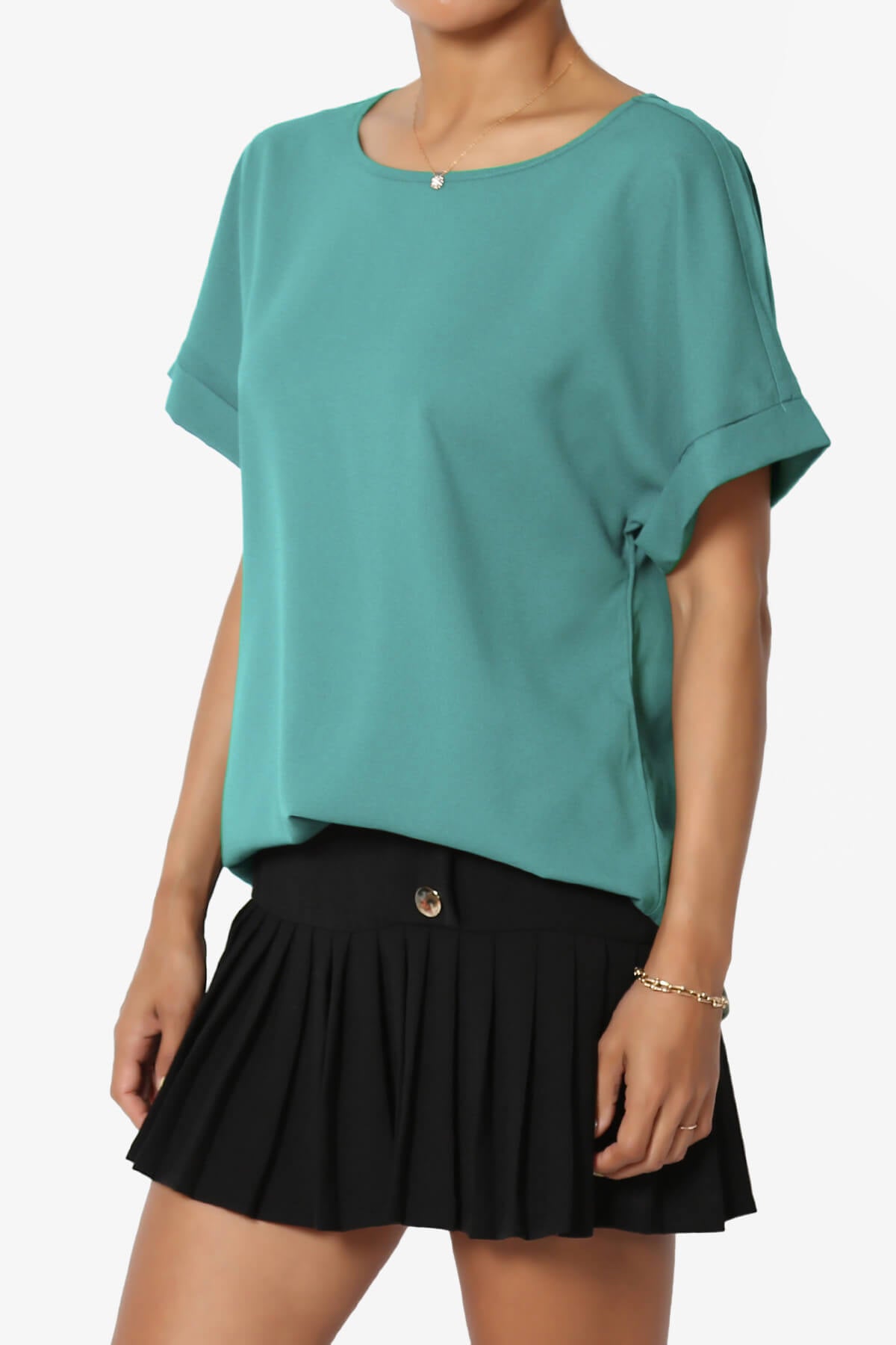 Marla Lightweight Woven Dolman Top DUSTY TEAL_3