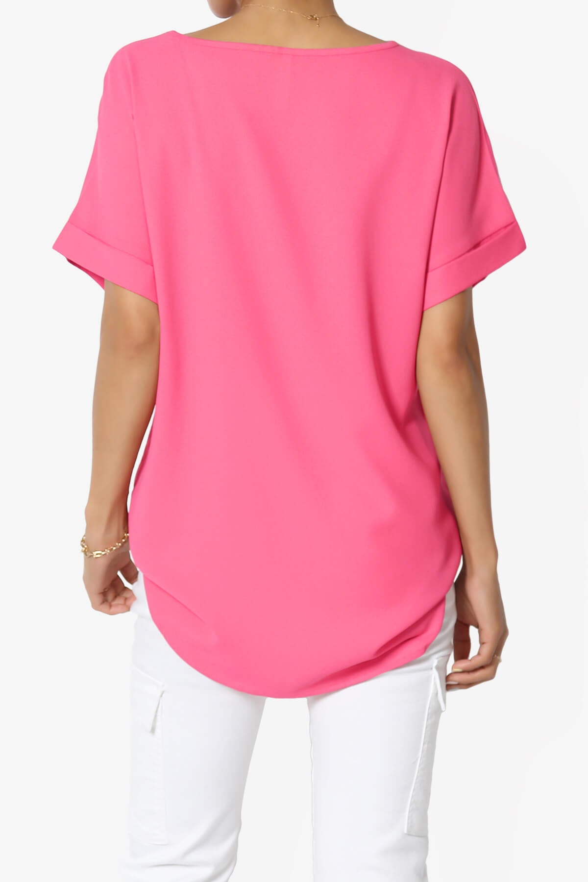 Marla Lightweight Woven Dolman Top FUCHSIA_2