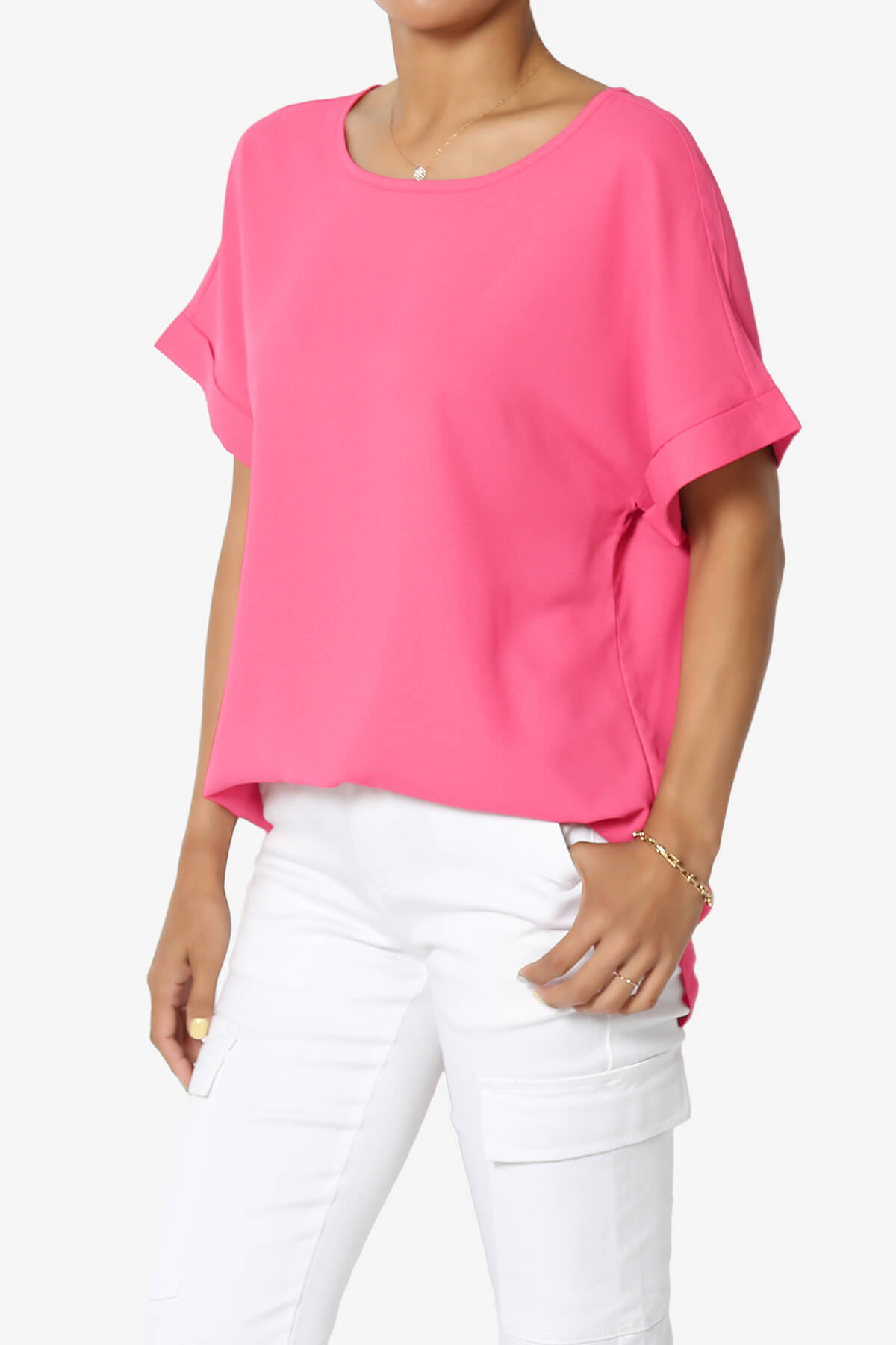 Marla Lightweight Woven Dolman Top FUCHSIA_3