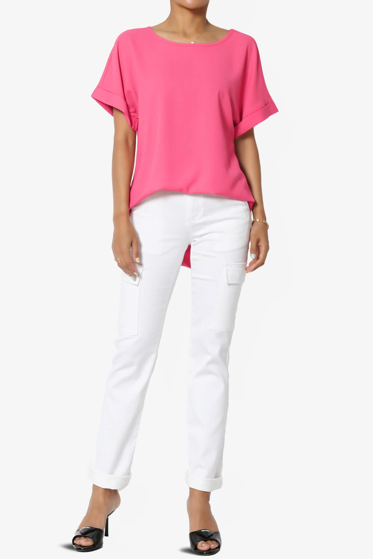 Marla Lightweight Woven Dolman Top FUCHSIA_6
