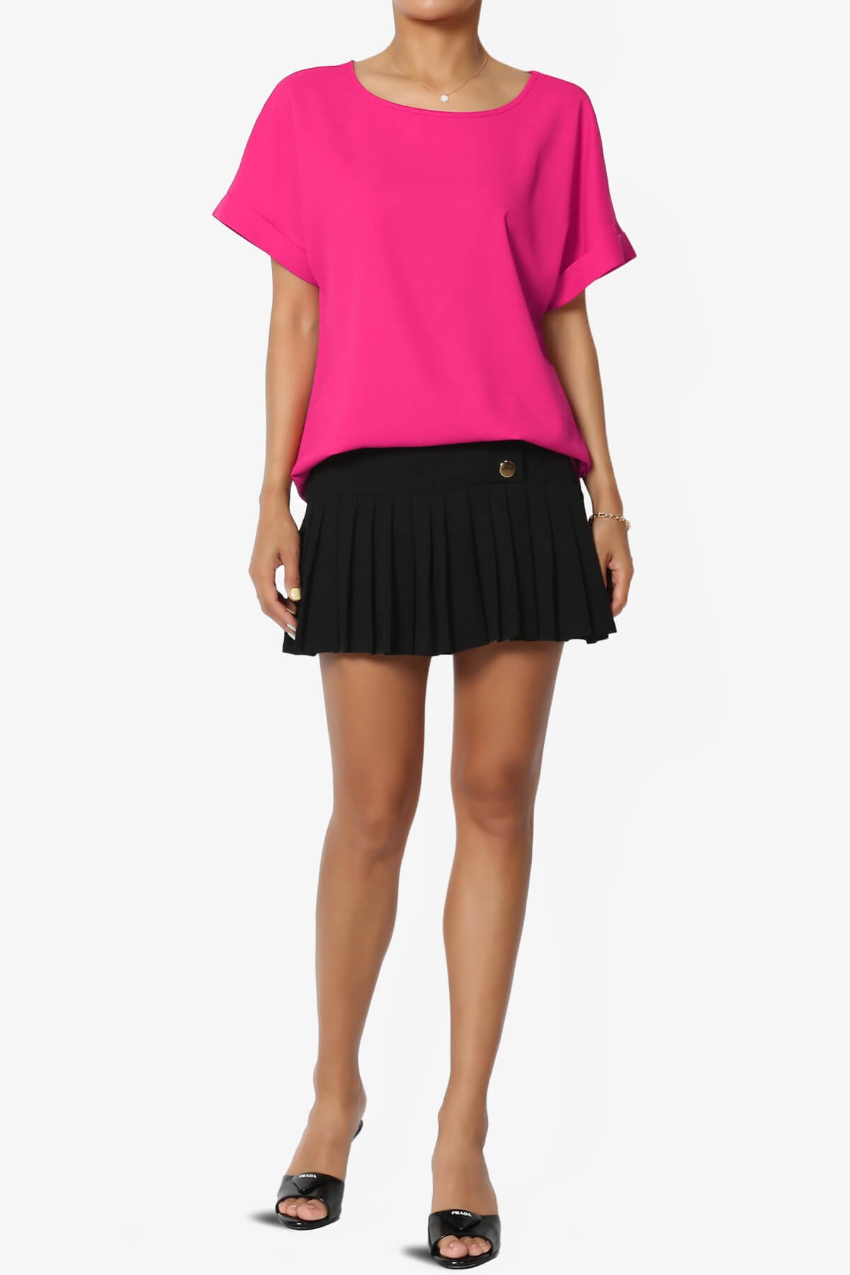 Marla Lightweight Woven Dolman Top HOT PINK_6