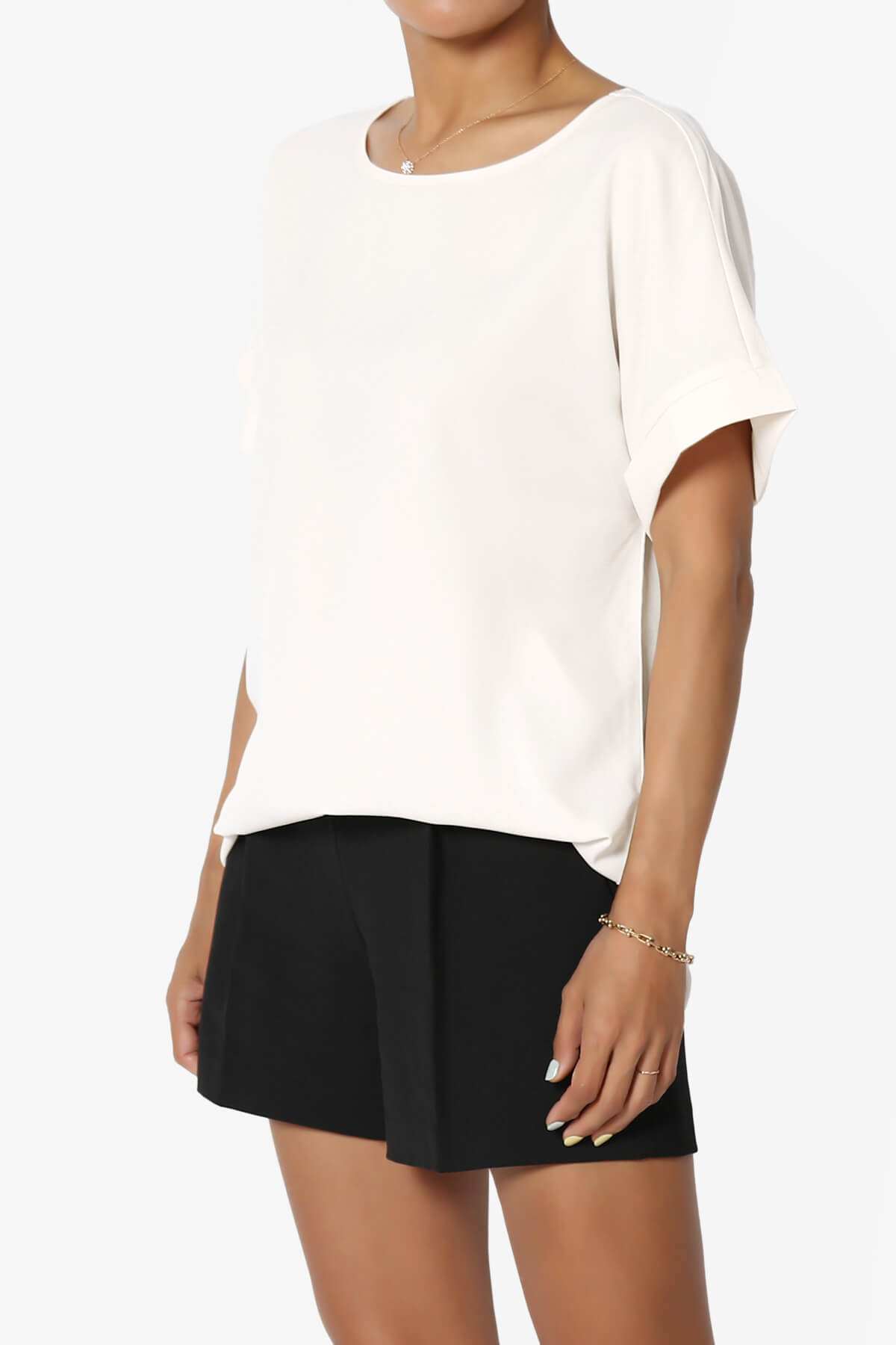 Marla Lightweight Woven Dolman Top IVORY_3