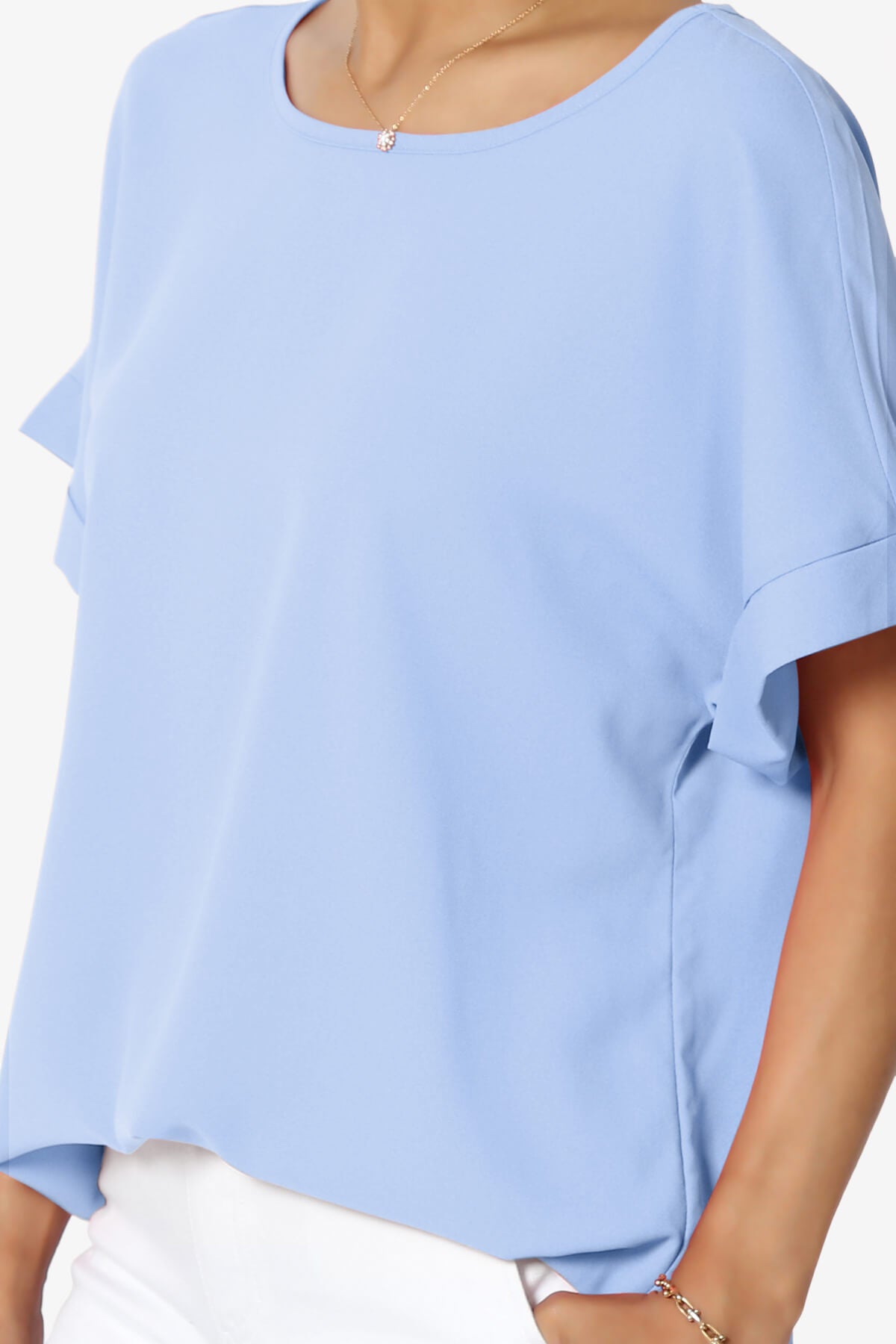 Marla Lightweight Woven Dolman Top LIGHT BLUE_5