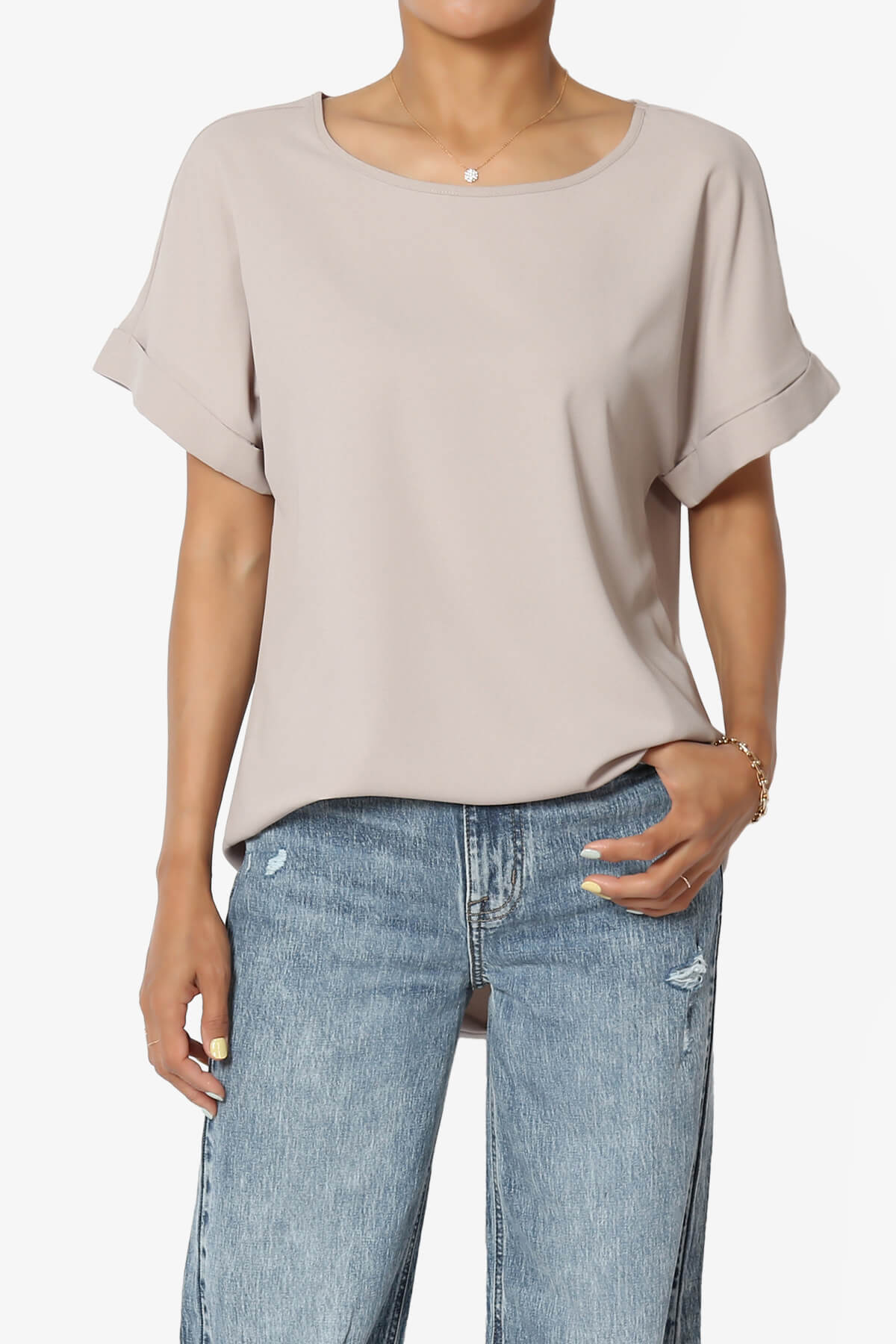 Marla Lightweight Woven Dolman Top LIGHT MOCHA_1