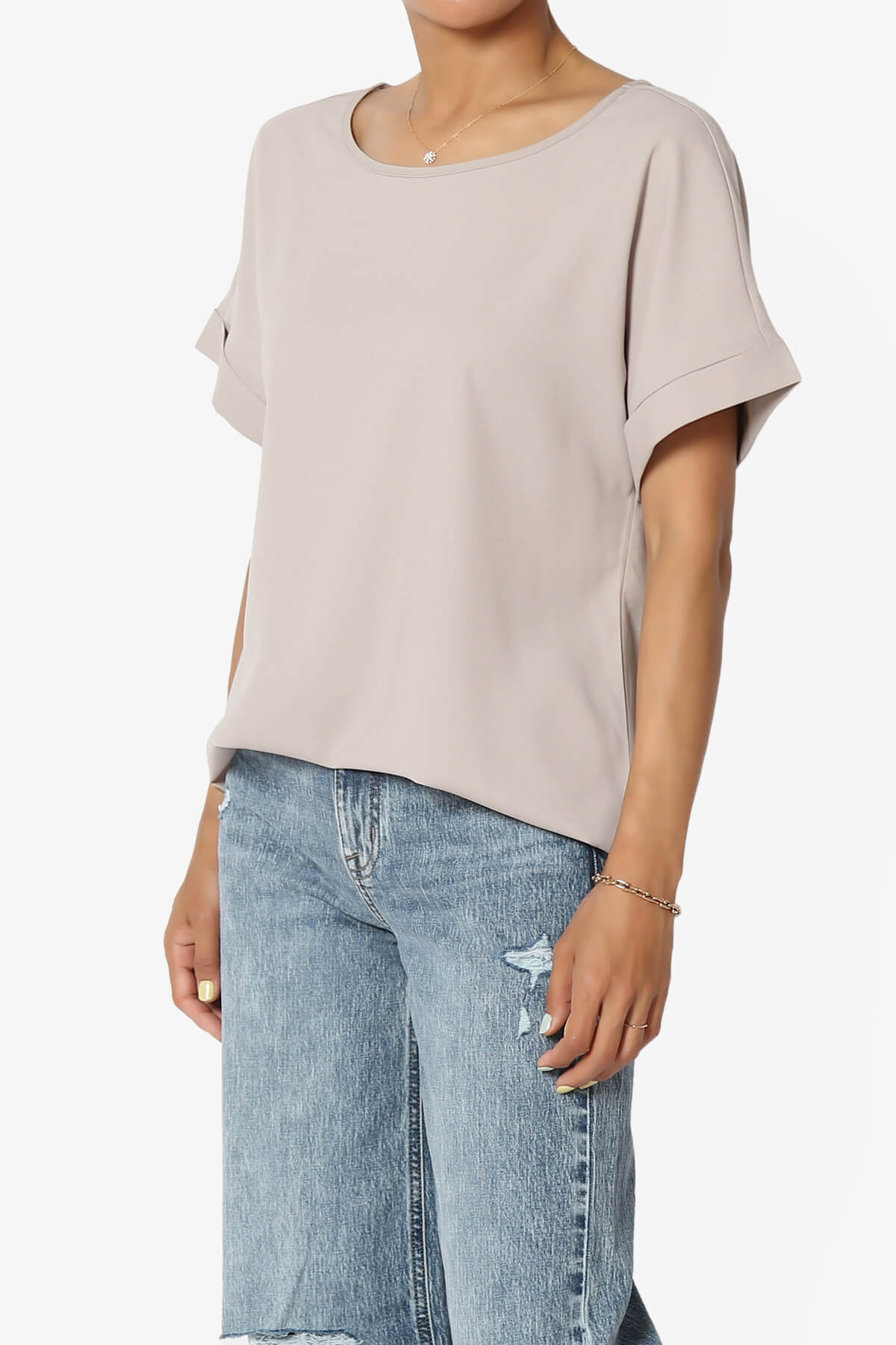 Marla Lightweight Woven Dolman Top LIGHT MOCHA_3