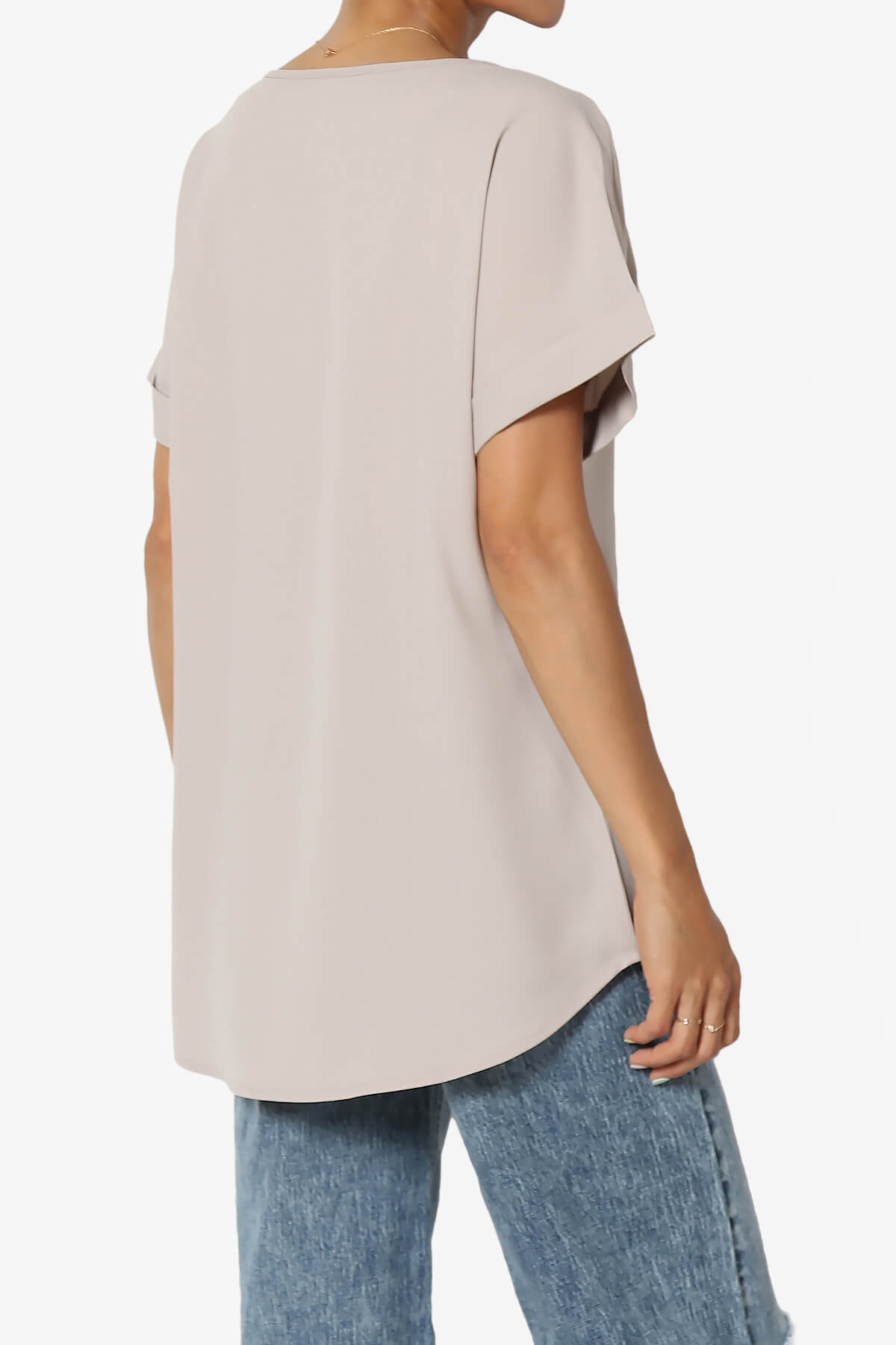 Marla Lightweight Woven Dolman Top LIGHT MOCHA_4