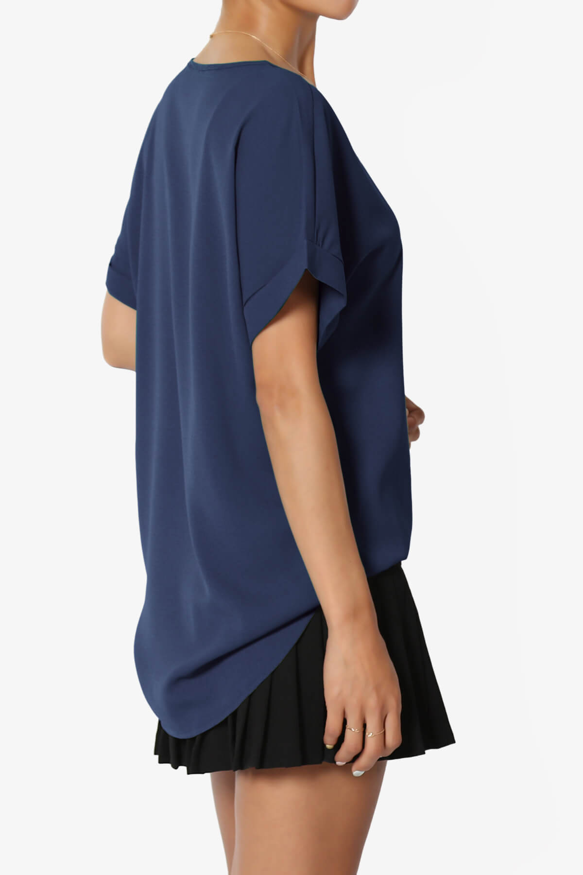 Marla Lightweight Woven Dolman Top LIGHT NAVY_4