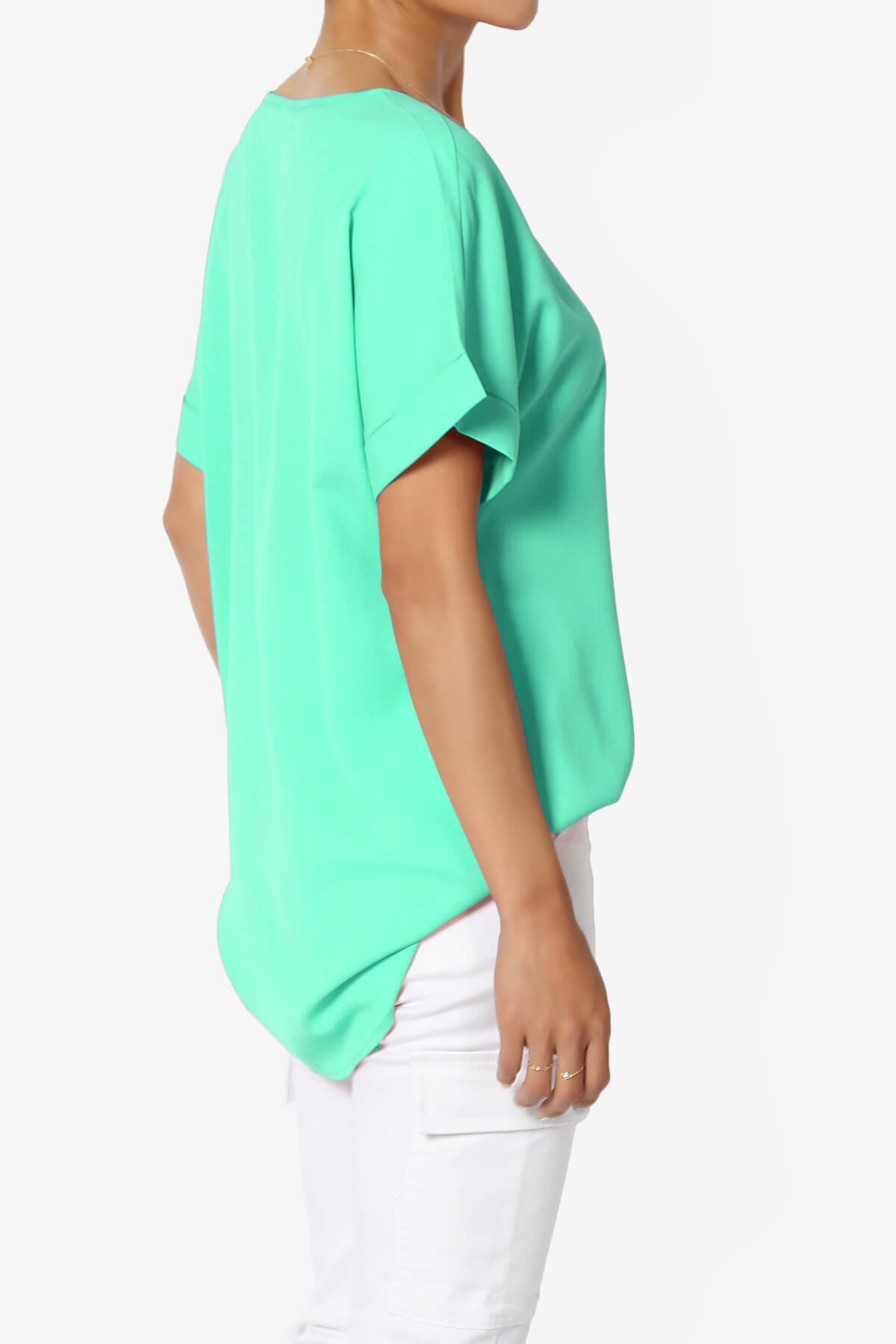 Marla Lightweight Woven Dolman Top MINT_4
