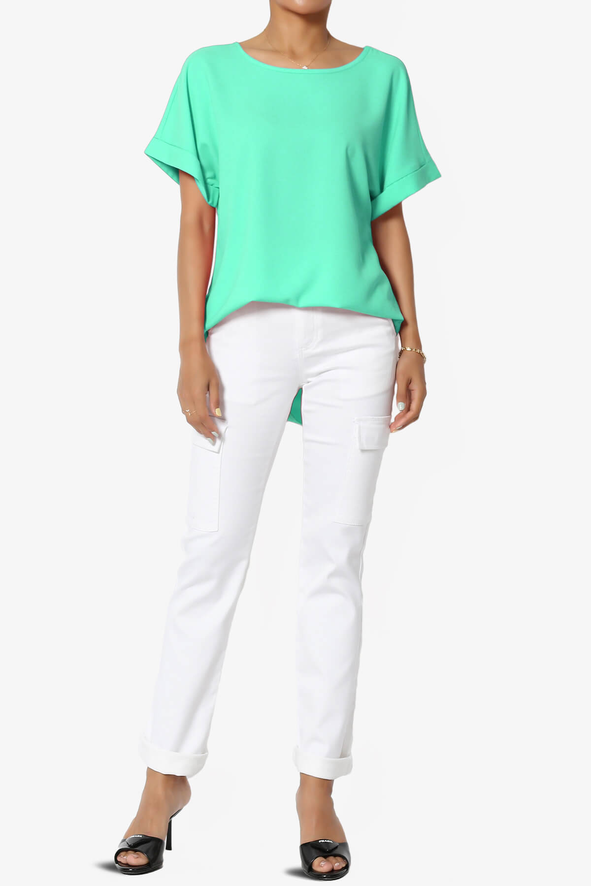 Marla Lightweight Woven Dolman Top MINT_6