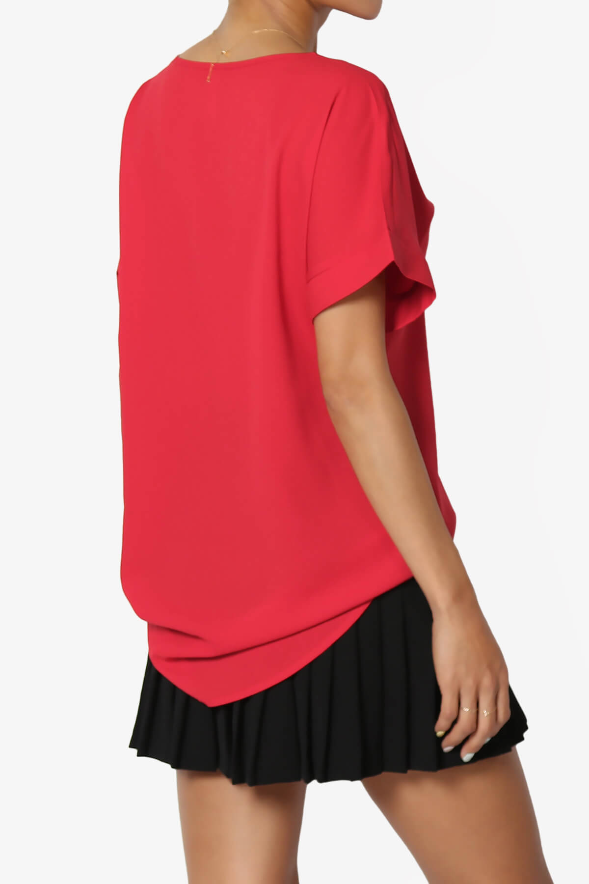 Marla Lightweight Woven Dolman Top RED_4