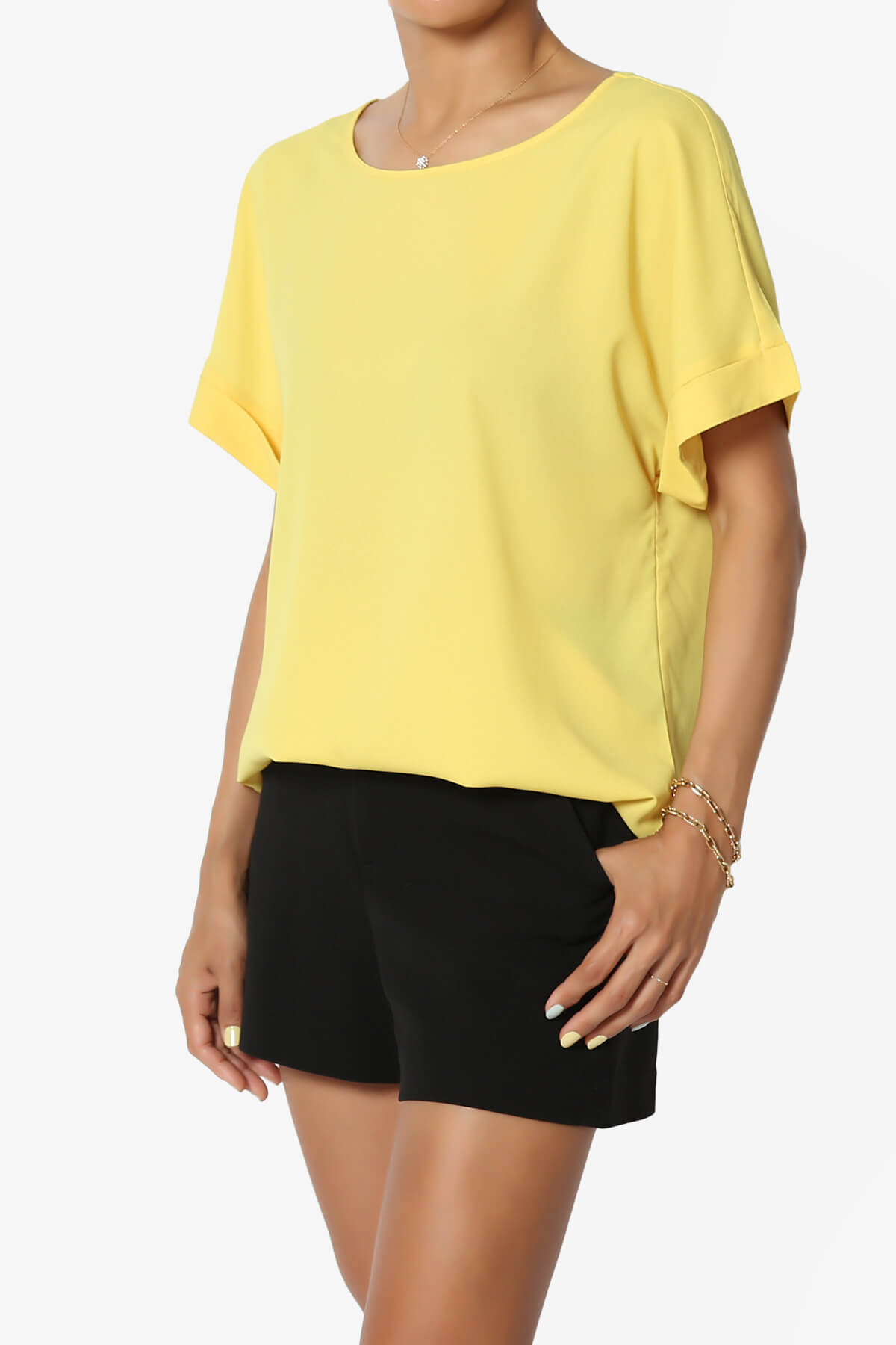 Marla Lightweight Woven Dolman Top YELLOW_3