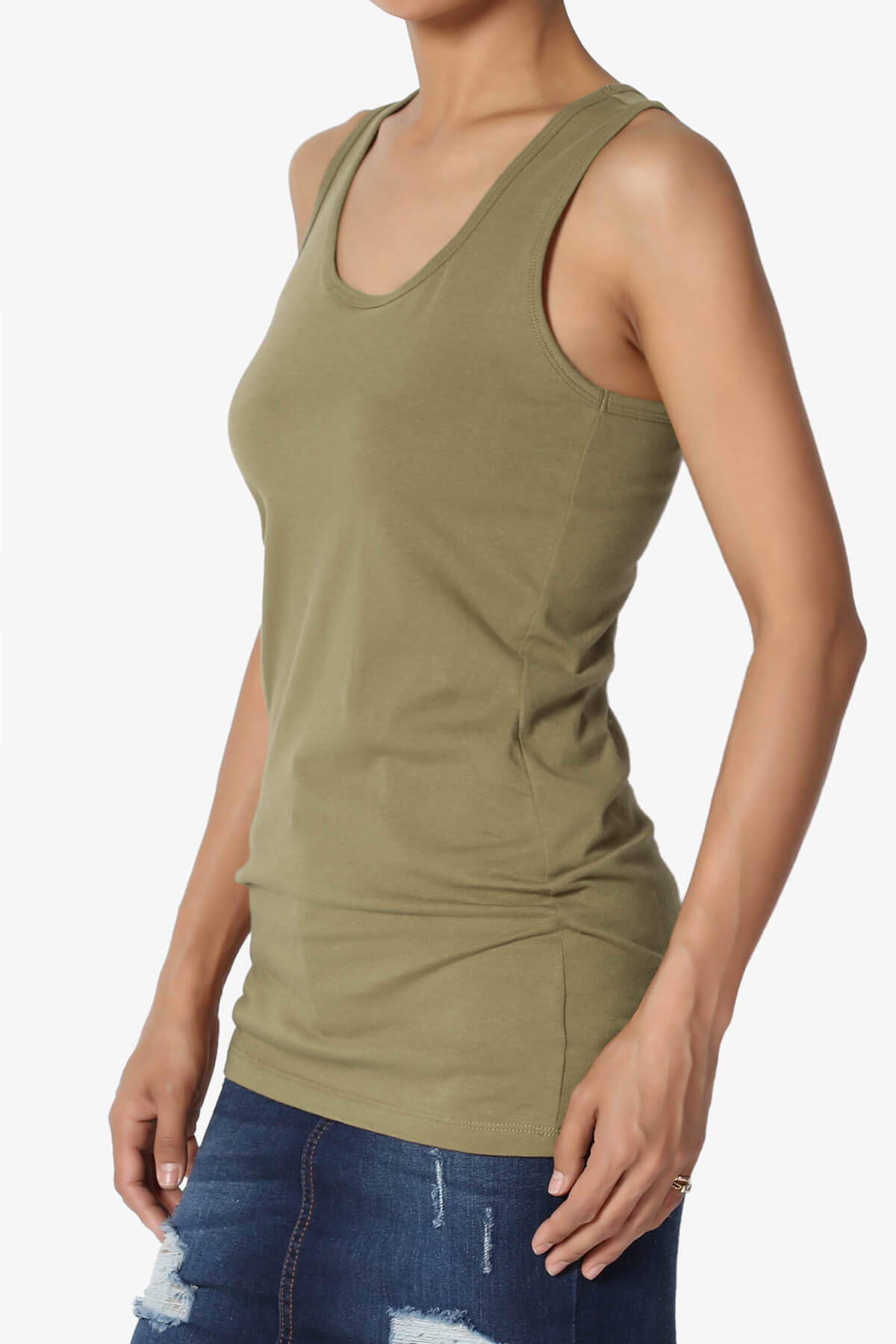 Marnie Racerback Tank Top OLIVE KHAKI_3