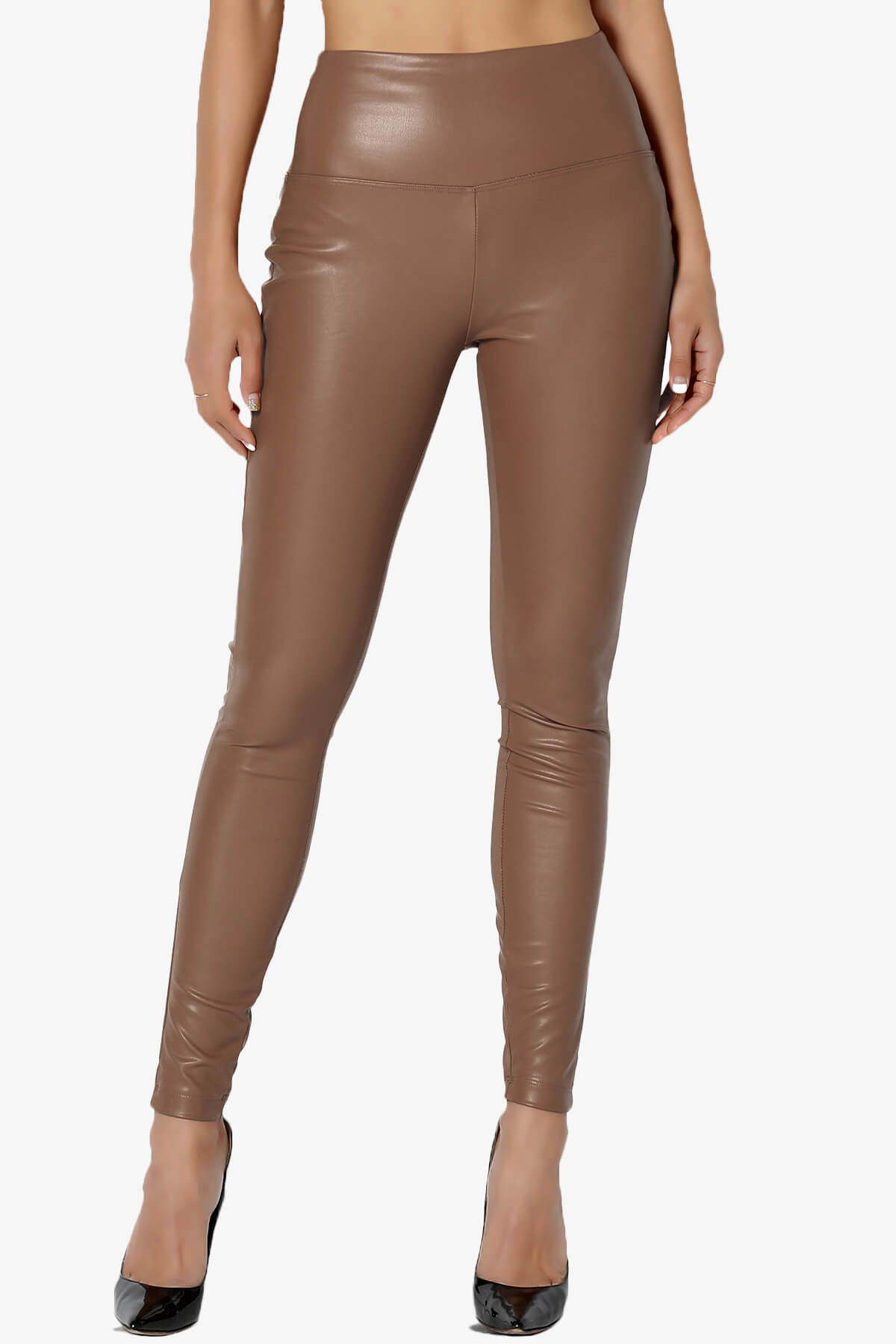 Mayari High Rise Faux Leather Leggings DEEP CAMEL_1