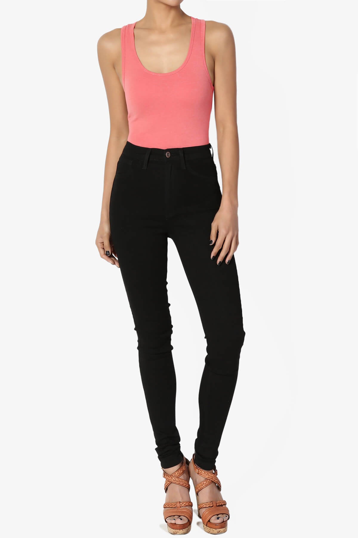 Maya Scoop Neck Tank Bodysuit CORAL PINK_6