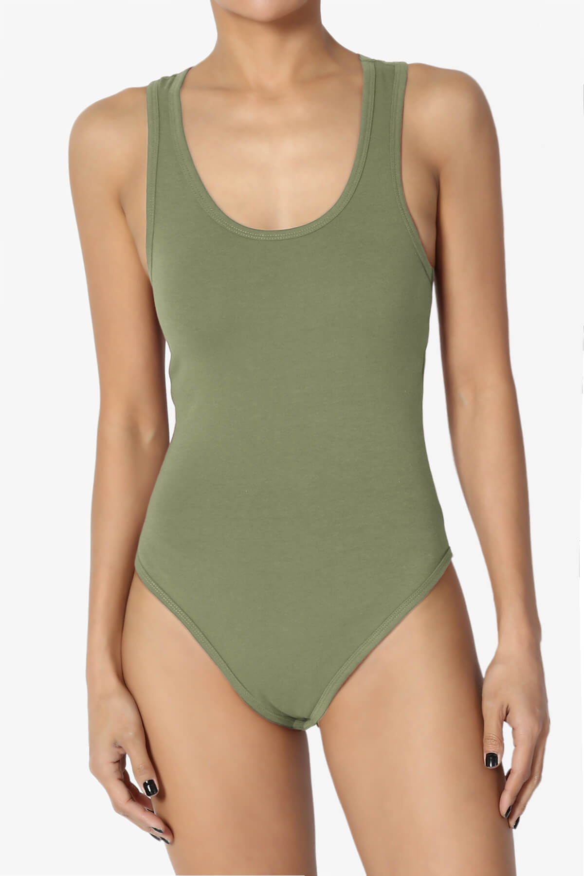 Maya Scoop Neck Tank Bodysuit DUSTY OLIVE_1