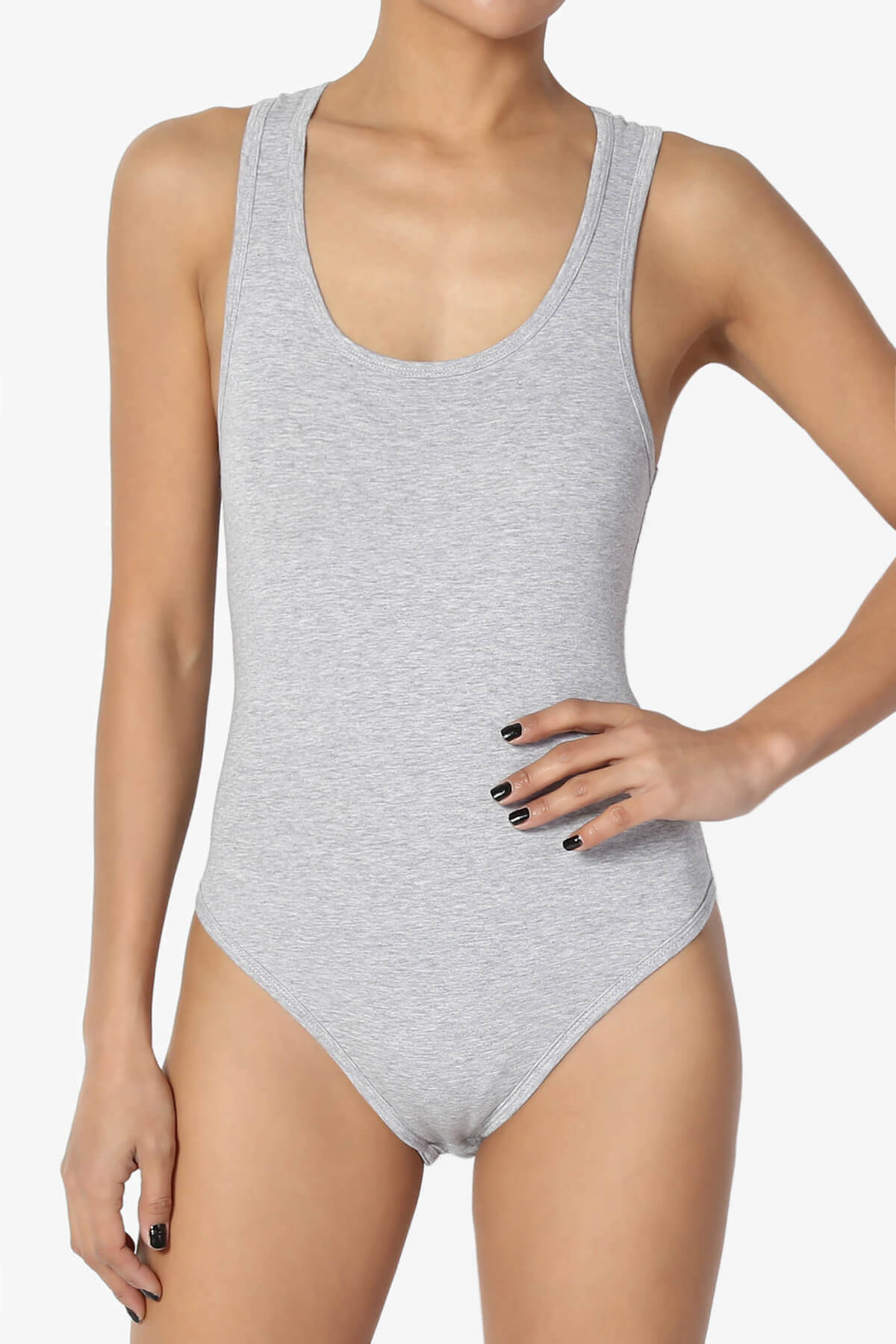 Maya Scoop Neck Tank Bodysuit HEATHER GREY_1