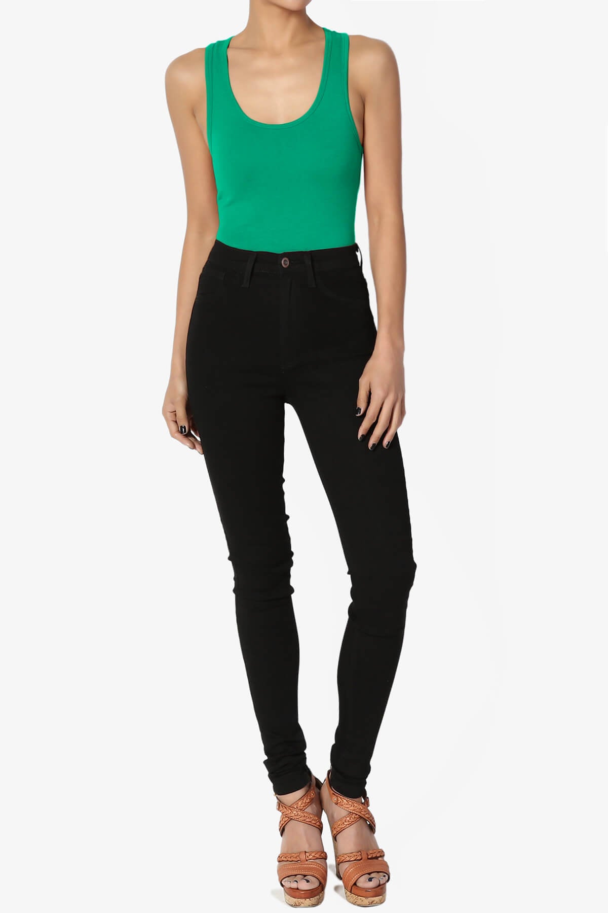 Maya Scoop Neck Tank Bodysuit KELLY GREEN_6