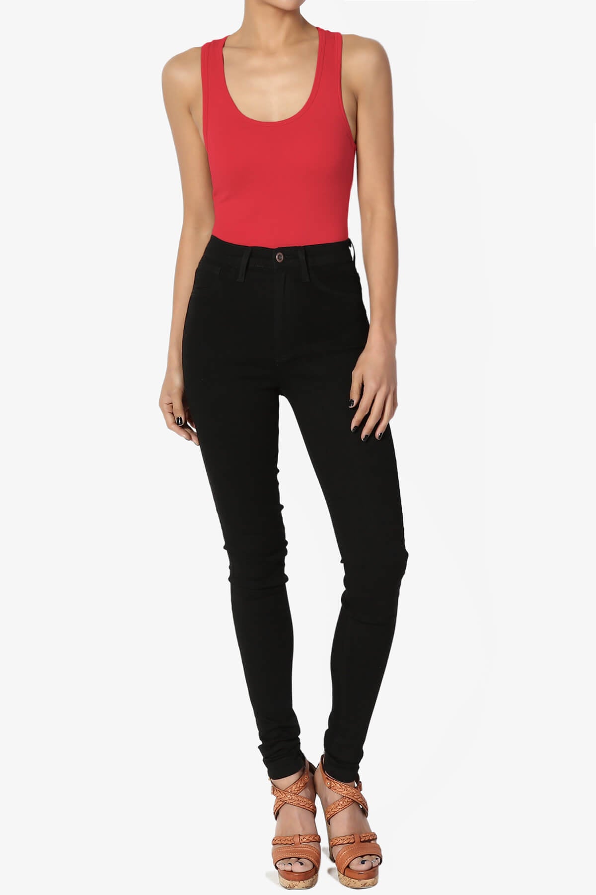 Maya Scoop Neck Tank Bodysuit RED_6