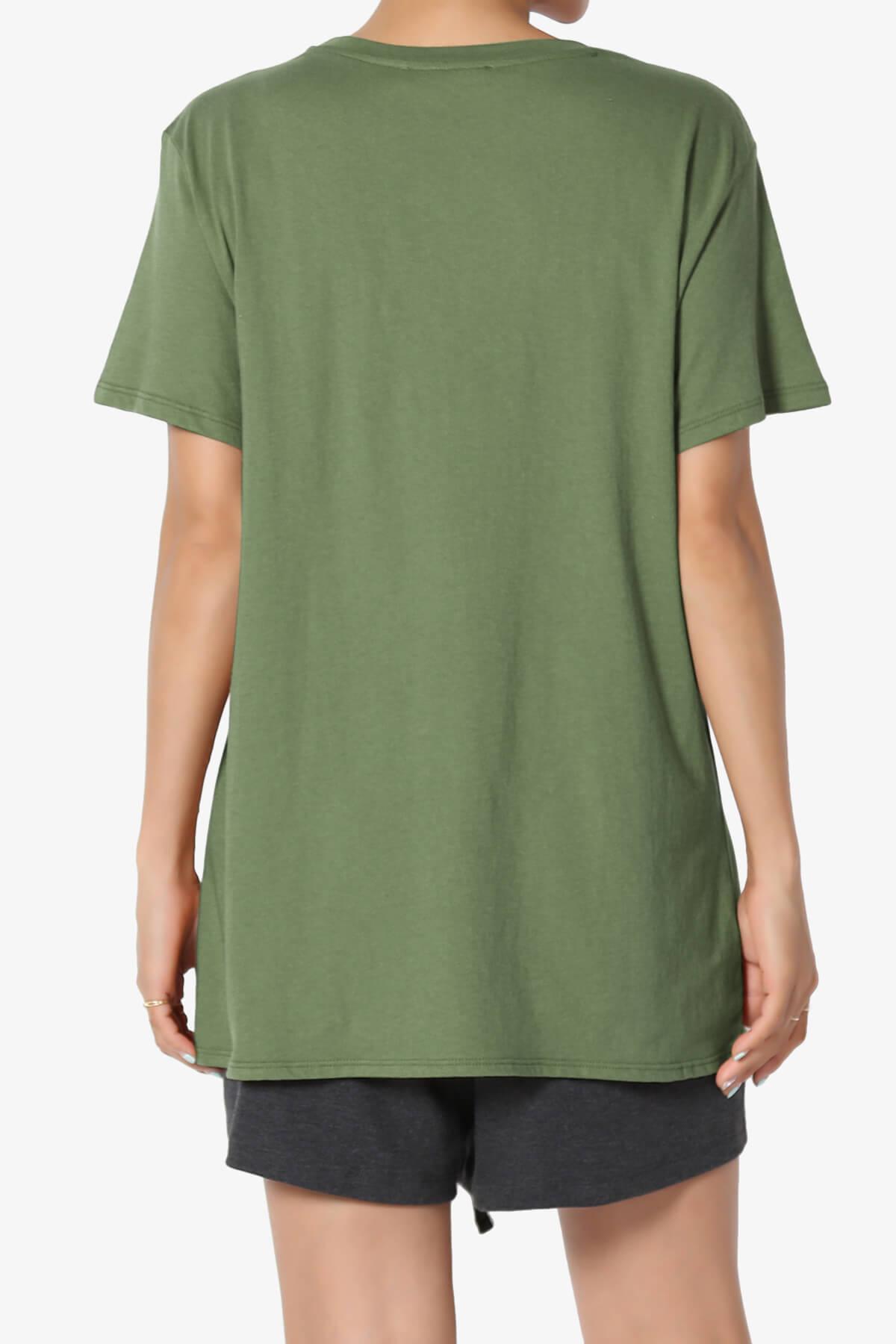 Mayra O Neck Cotton Boyfriend Tee ASH OLIVE_2