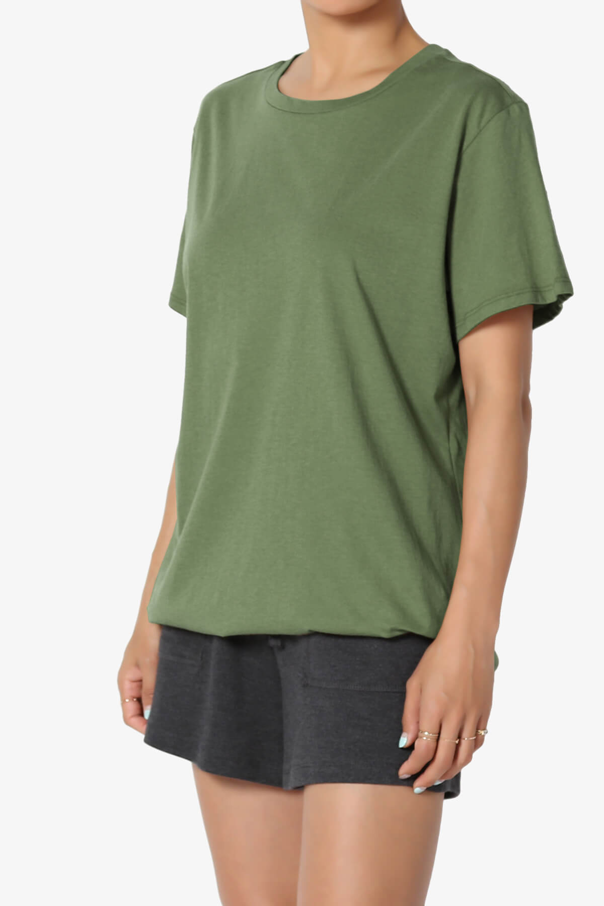 Mayra O Neck Cotton Boyfriend Tee ASH OLIVE_3