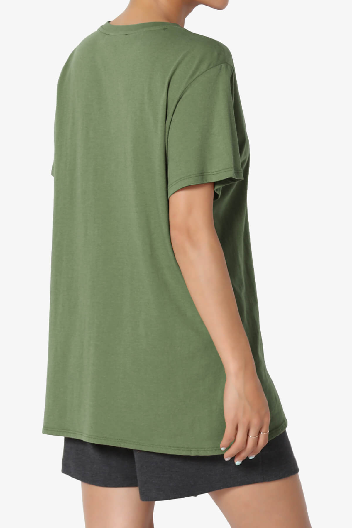 Mayra O Neck Cotton Boyfriend Tee ASH OLIVE_4