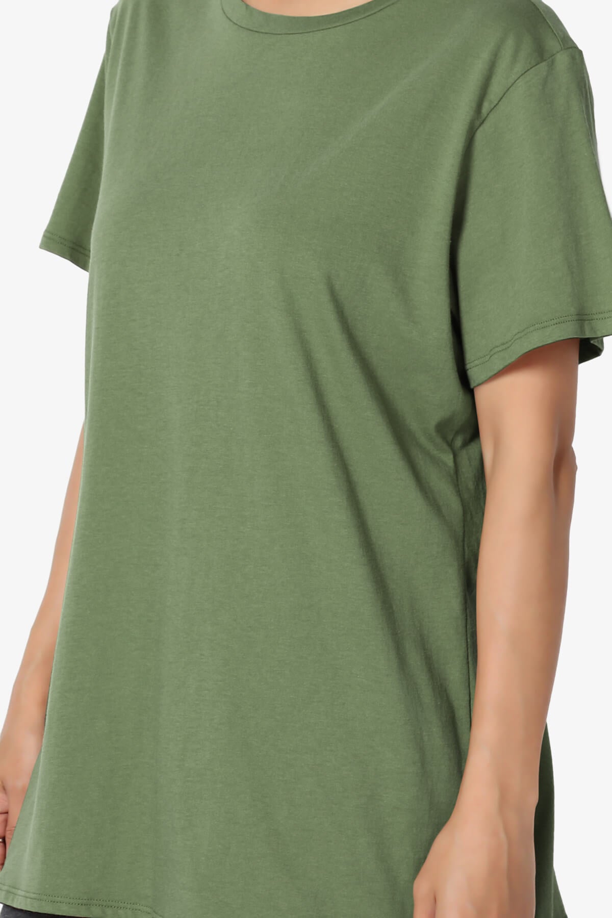 Mayra O Neck Cotton Boyfriend Tee ASH OLIVE_5