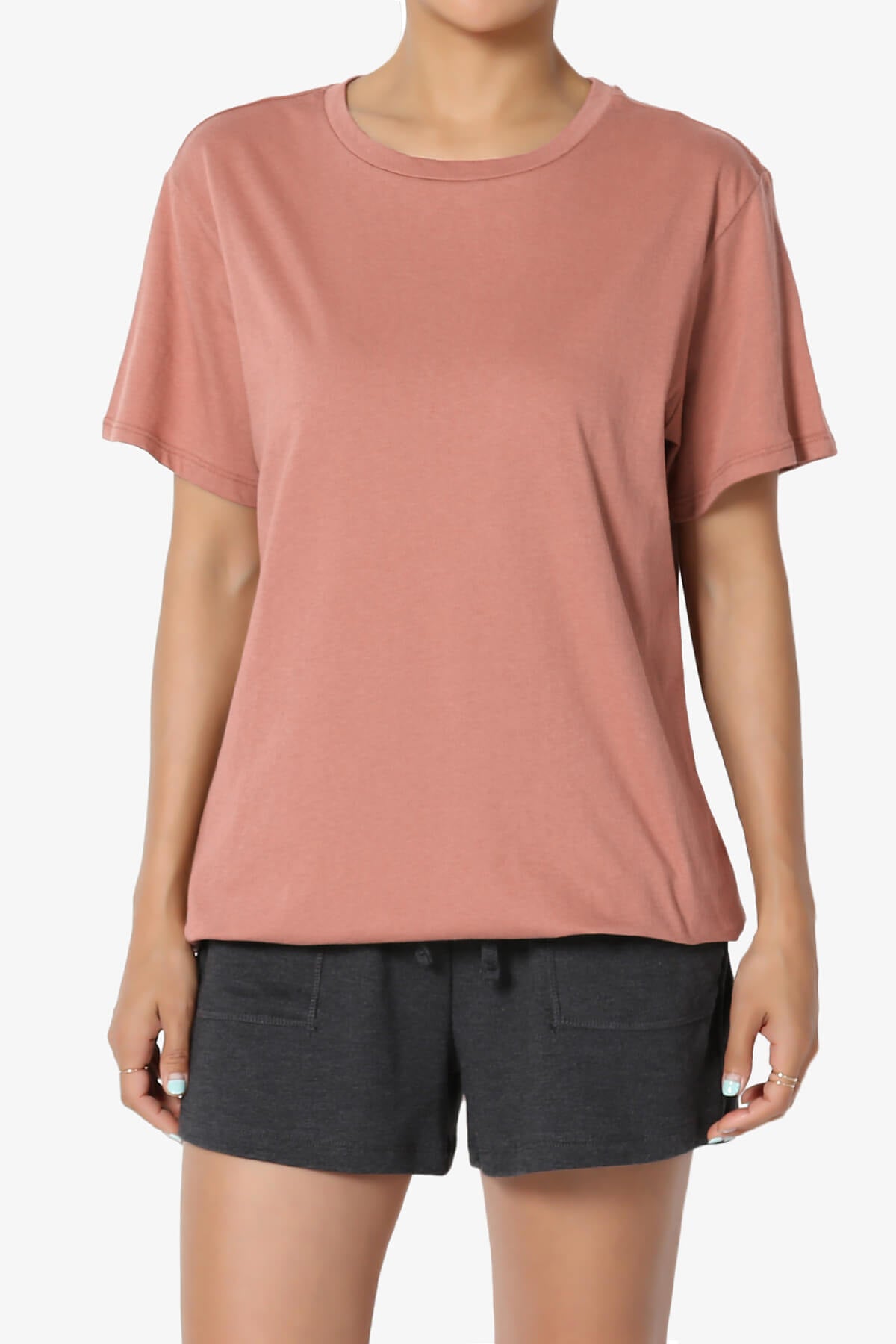 Mayra O Neck Cotton Boyfriend Tee ASH ROSE_1