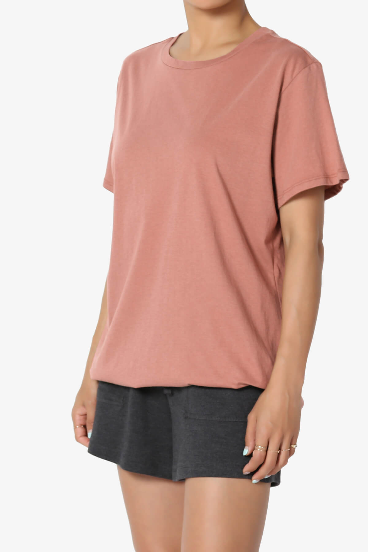 Mayra O Neck Cotton Boyfriend Tee ASH ROSE_3
