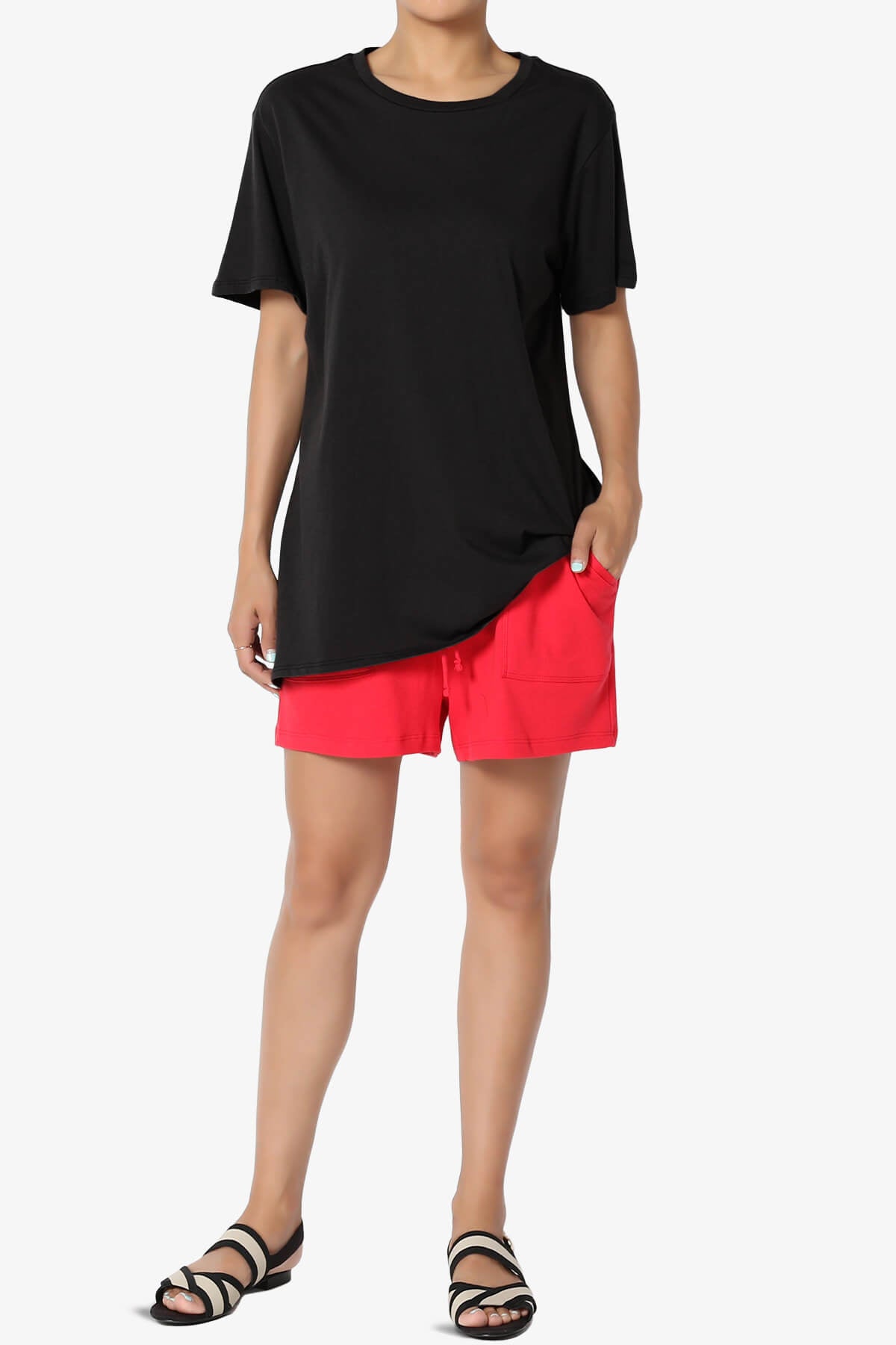 Mayra O Neck Cotton Boyfriend Tee BLACK_6