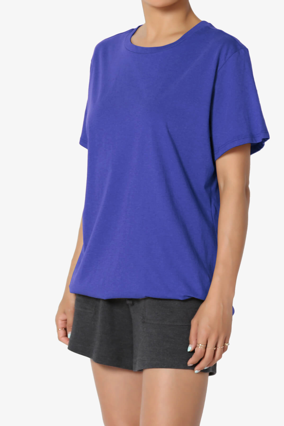 Mayra O Neck Cotton Boyfriend Tee BRIGHT BLUE_3