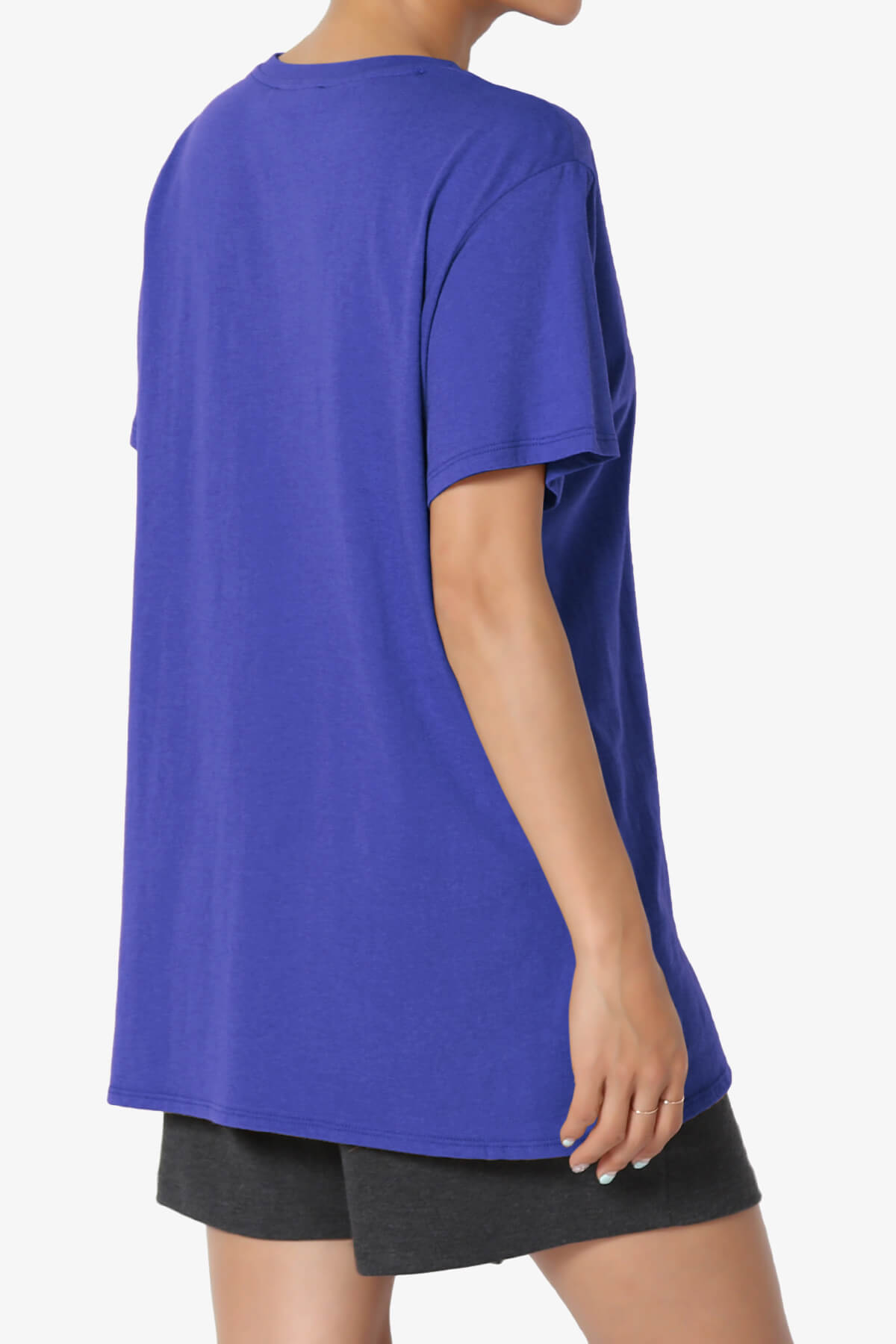 Mayra O Neck Cotton Boyfriend Tee BRIGHT BLUE_4