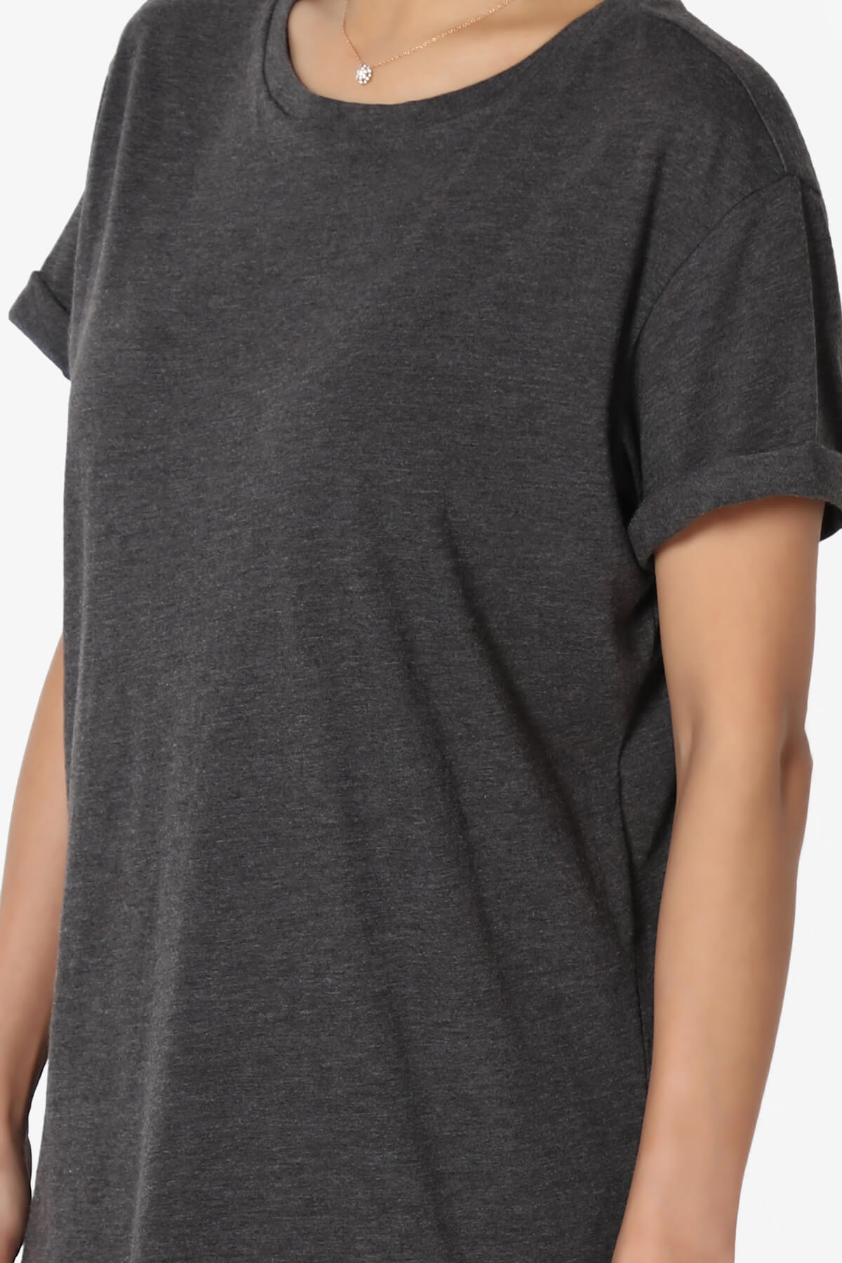 Mayra O Neck Cotton Boyfriend Tee CHARCOAL_5