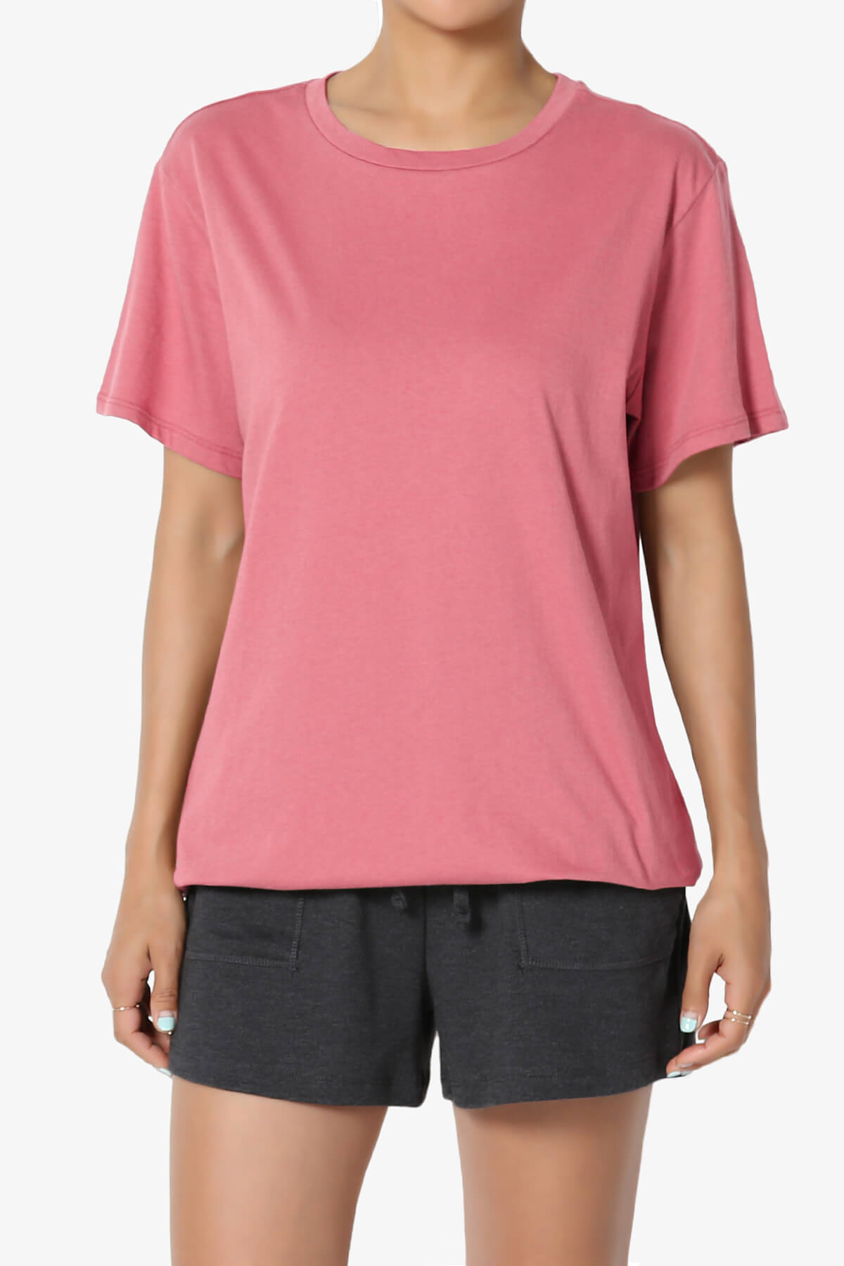 Mayra O Neck Cotton Boyfriend Tee DESERT ROSE_1
