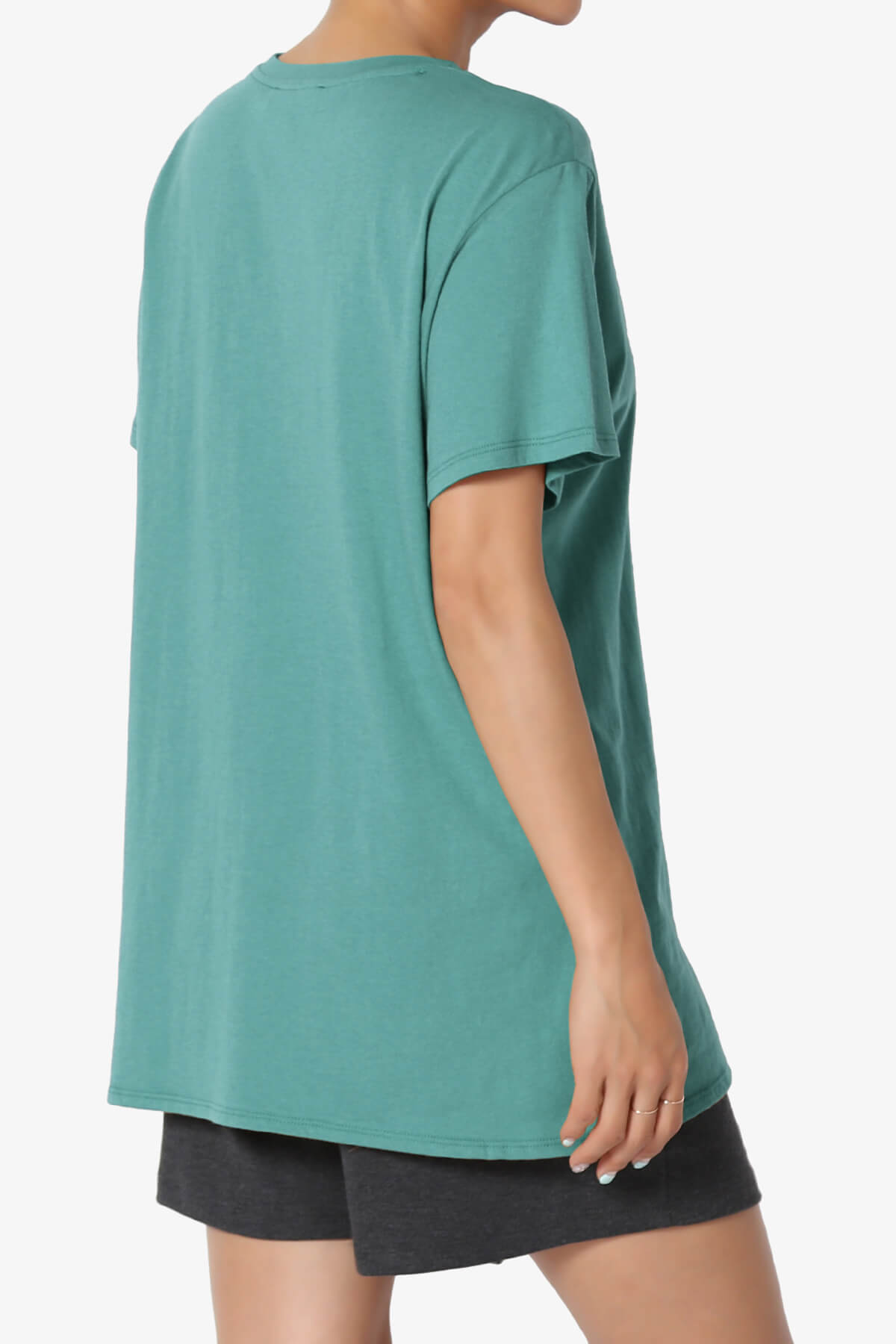 Mayra O Neck Cotton Boyfriend Tee DUSTY TEAL_4