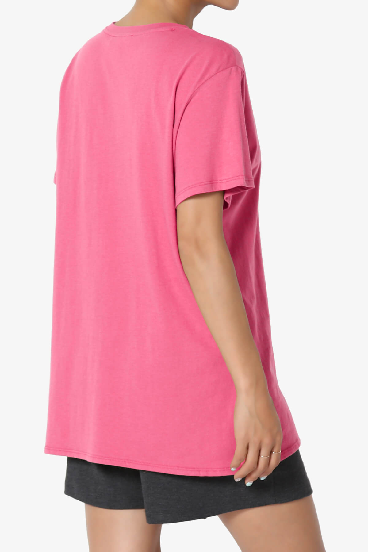 Mayra O Neck Cotton Boyfriend Tee FUCHSIA_4