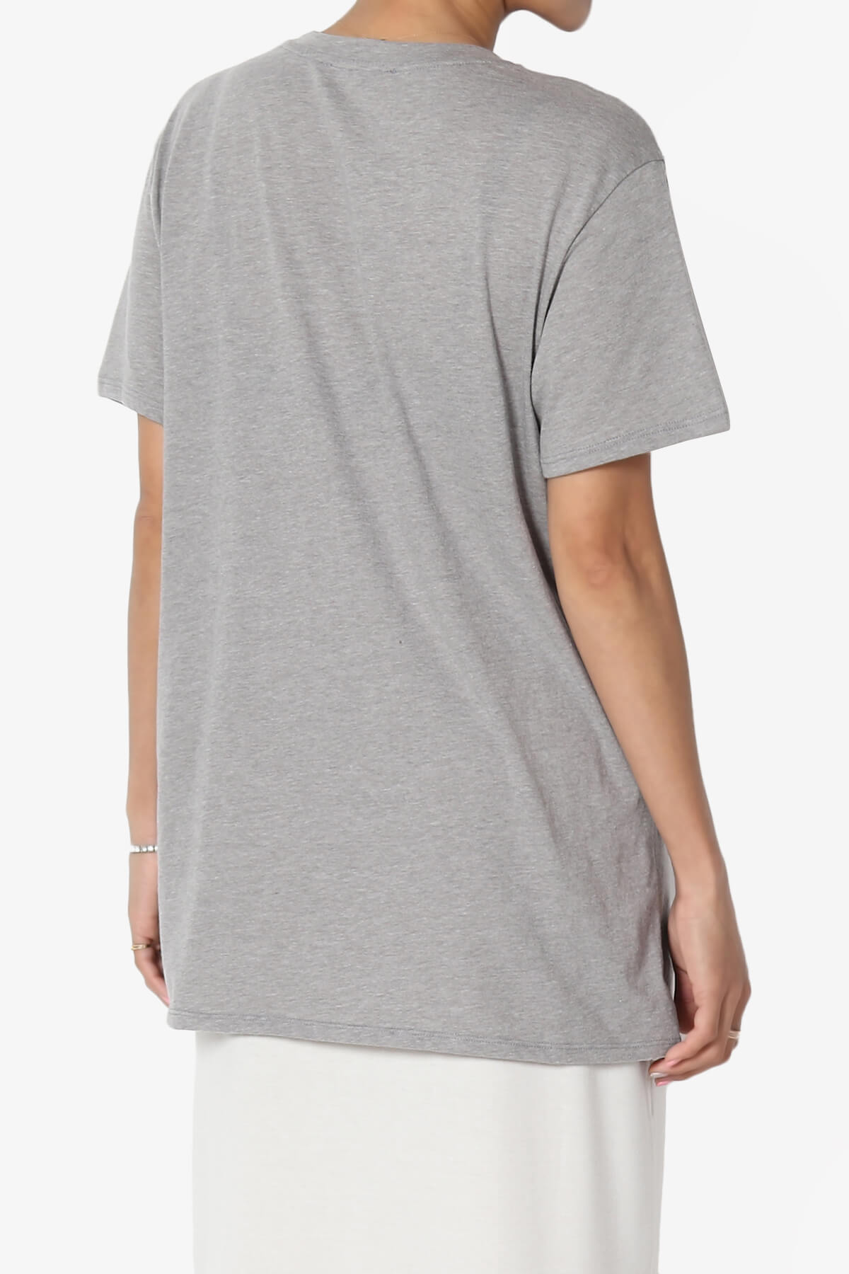 Mayra O Neck Cotton Boyfriend Tee HEATHER GREY_2