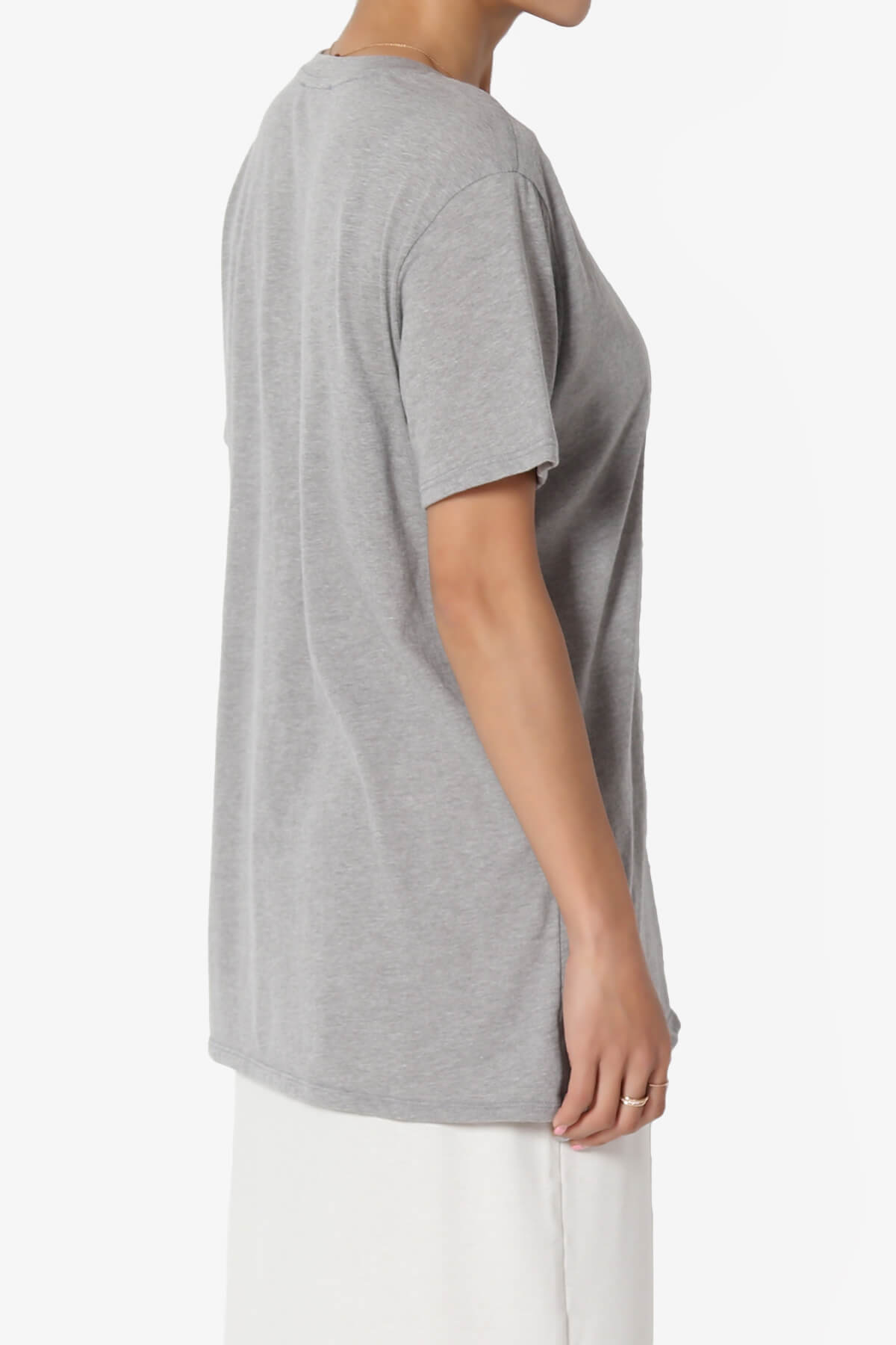 Mayra O Neck Cotton Boyfriend Tee HEATHER GREY_4