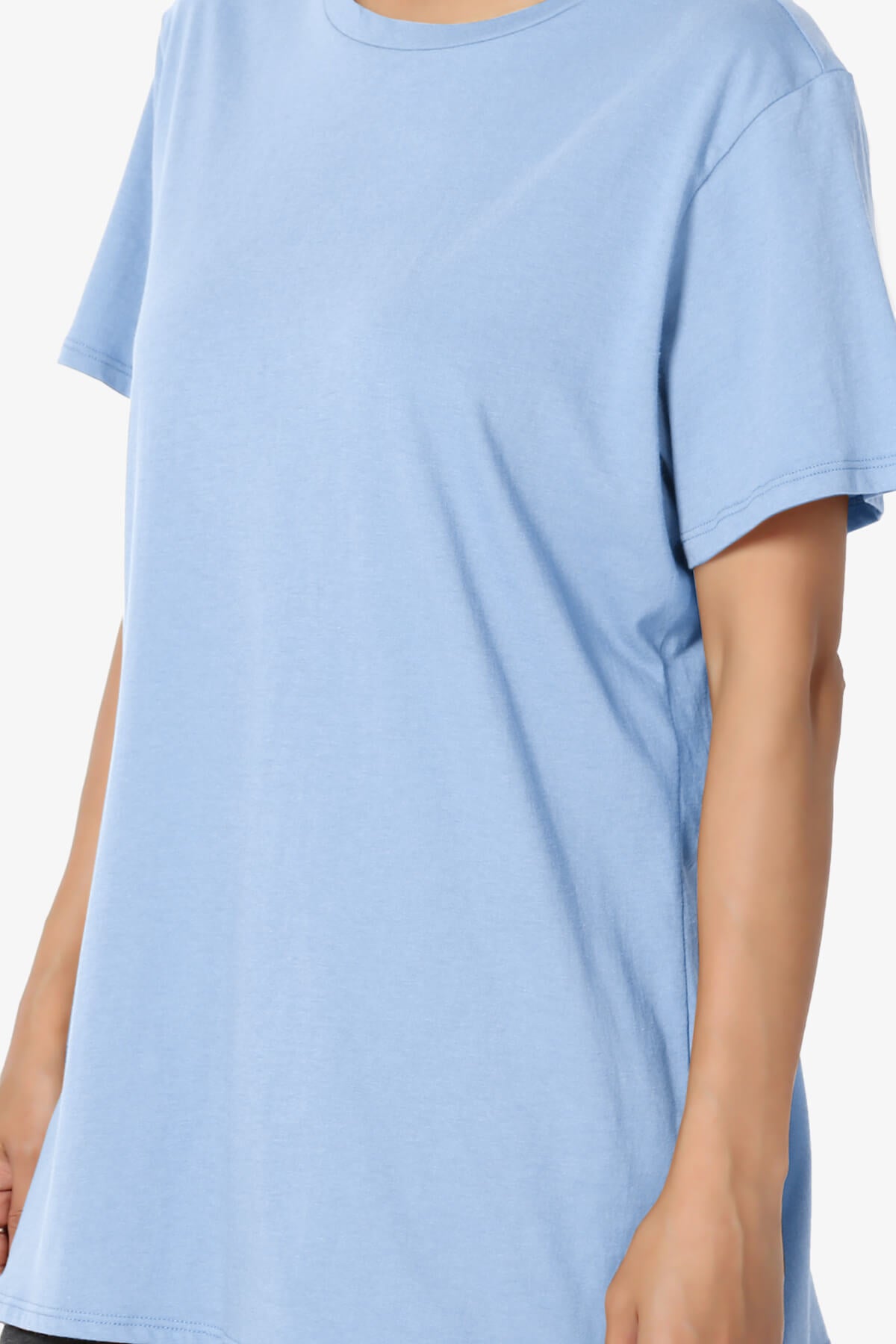 Mayra O Neck Cotton Boyfriend Tee LIGHT BLUE_5