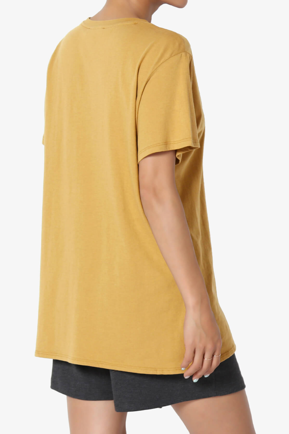 Mayra O Neck Cotton Boyfriend Tee LIGHT MUSTARD_4