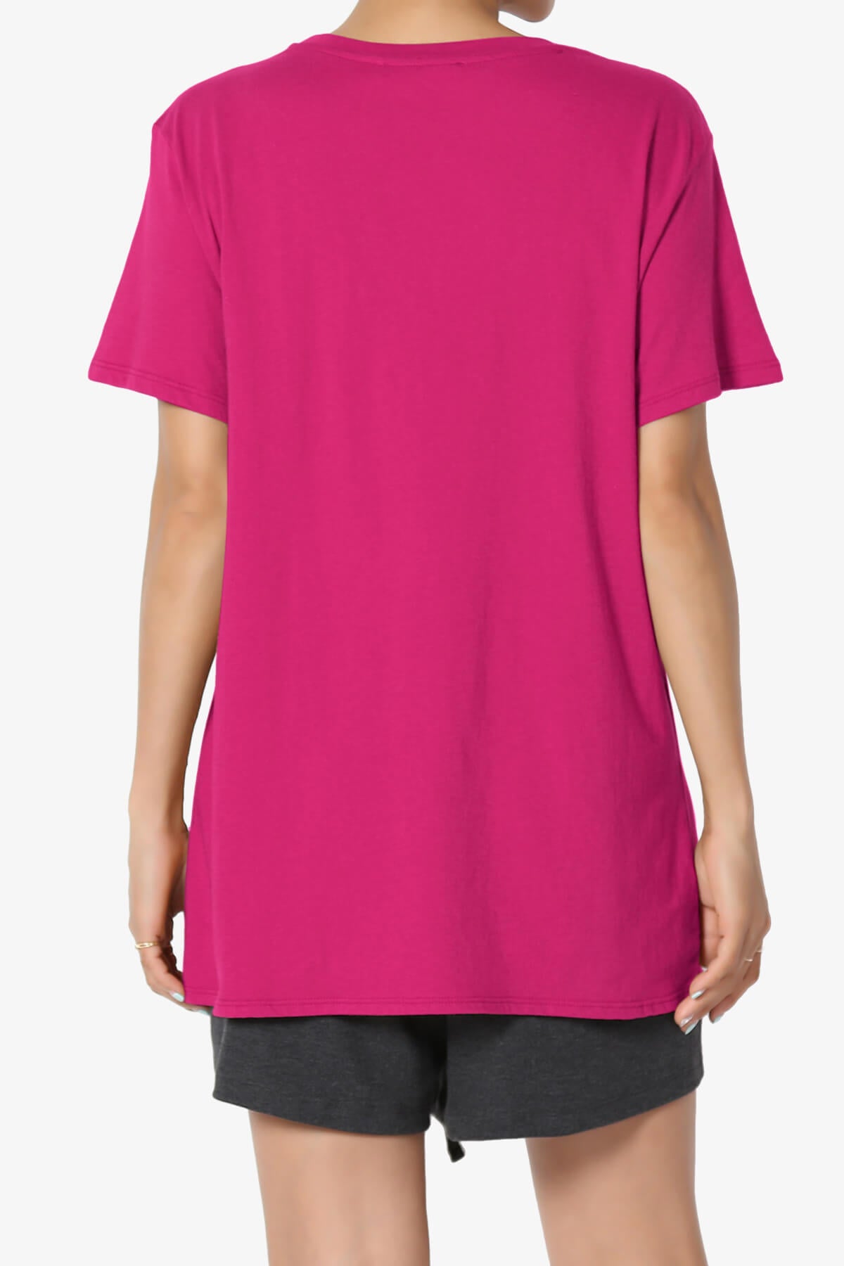 Mayra O Neck Cotton Boyfriend Tee MAGENTA_2