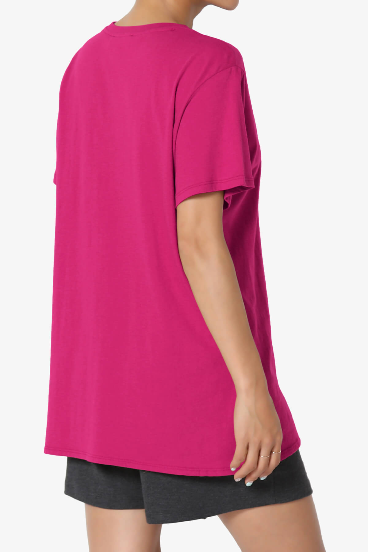 Mayra O Neck Cotton Boyfriend Tee MAGENTA_4