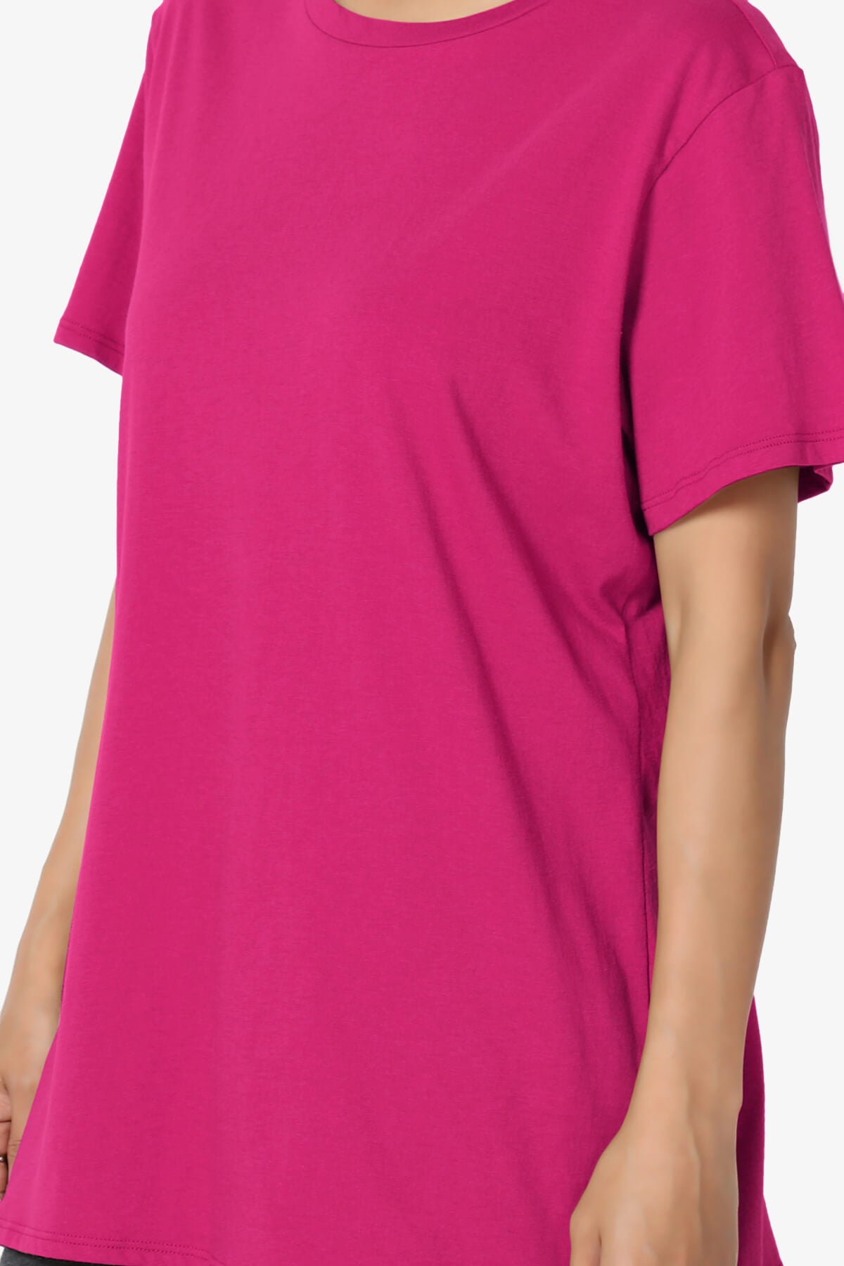 Mayra O Neck Cotton Boyfriend Tee MAGENTA_5