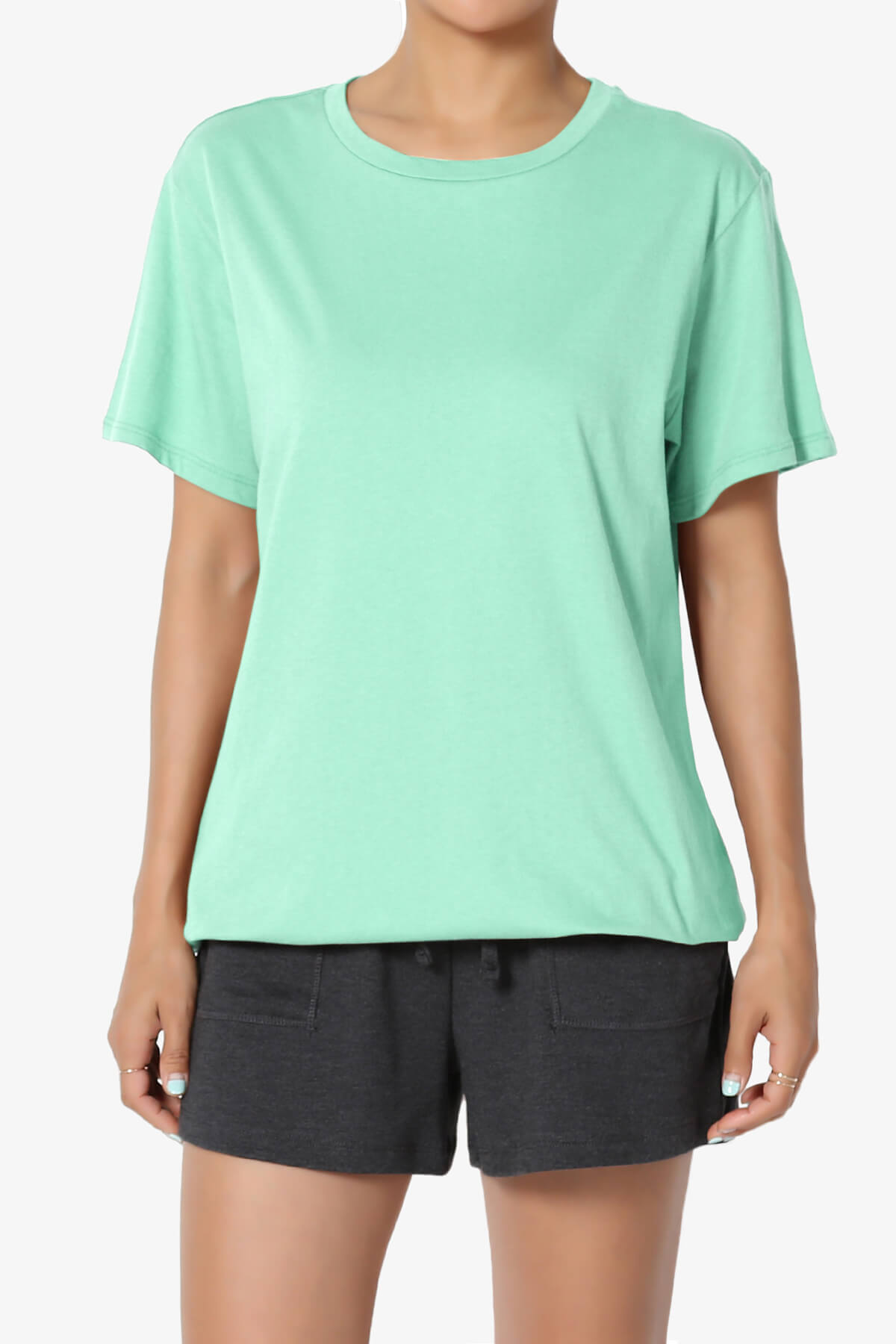 Mayra O Neck Cotton Boyfriend Tee MINT_1