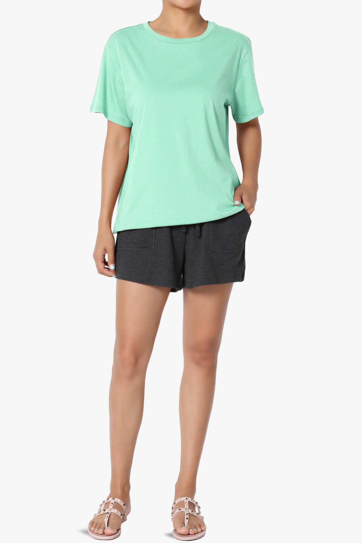 Mayra O Neck Cotton Boyfriend Tee MINT_6